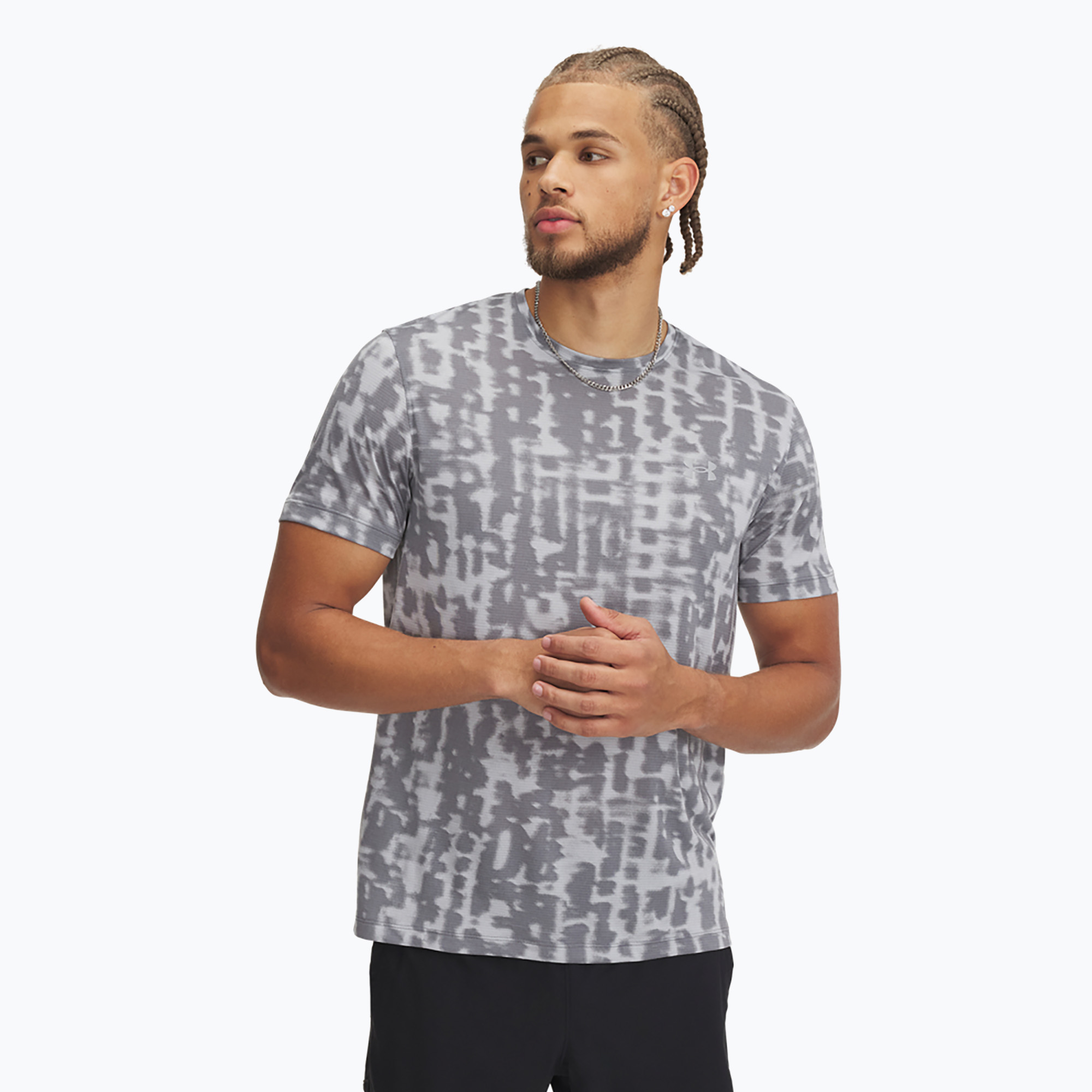 Maglietta da corsa Under Armour Launch Printed mod grigio/titanio/riflettente da uomo (XL) (Launch Printed 1389687-0111)