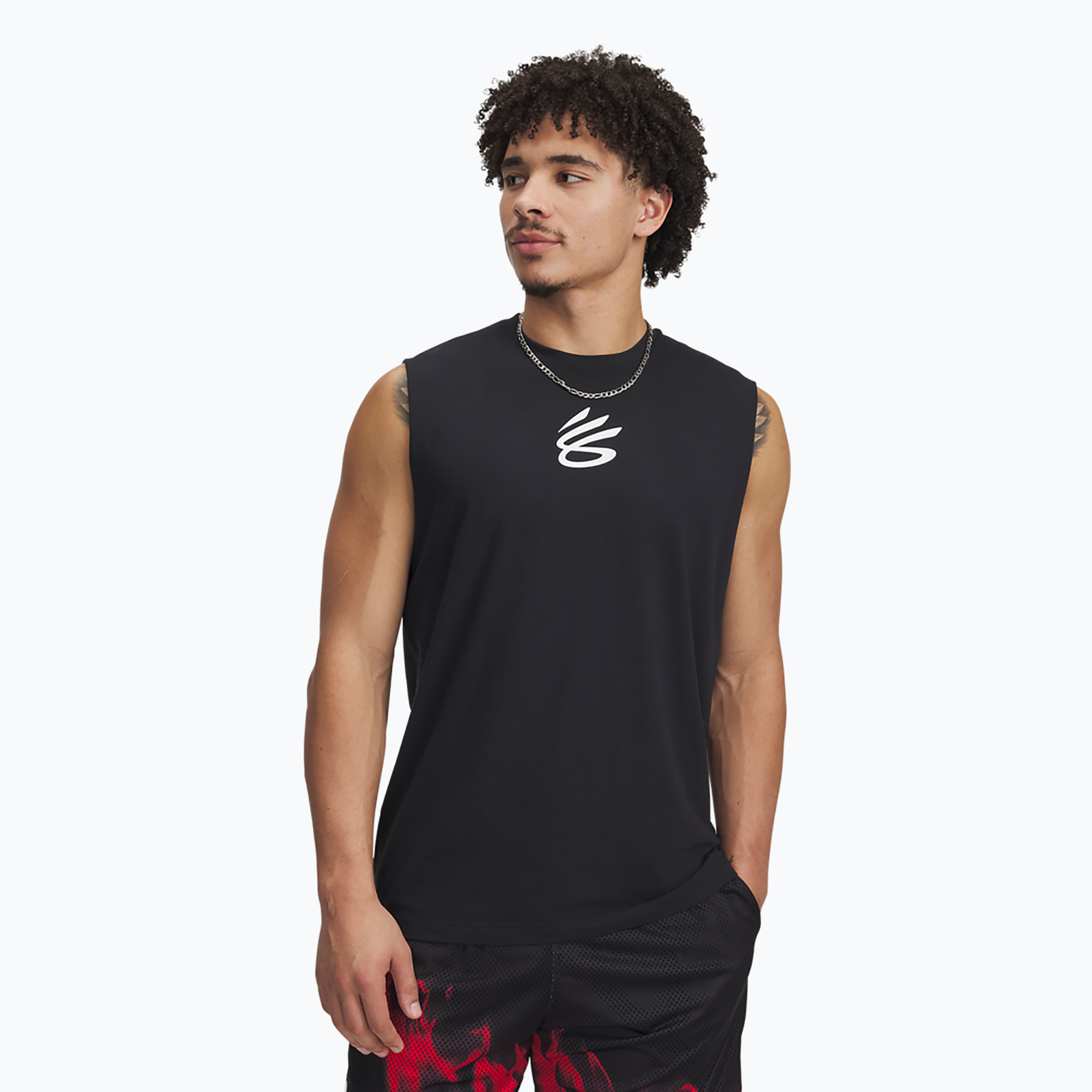 Maglietta da basket Under Armour Curry Uomo nero/bianco (S) (Curry Tee 1390352-001)