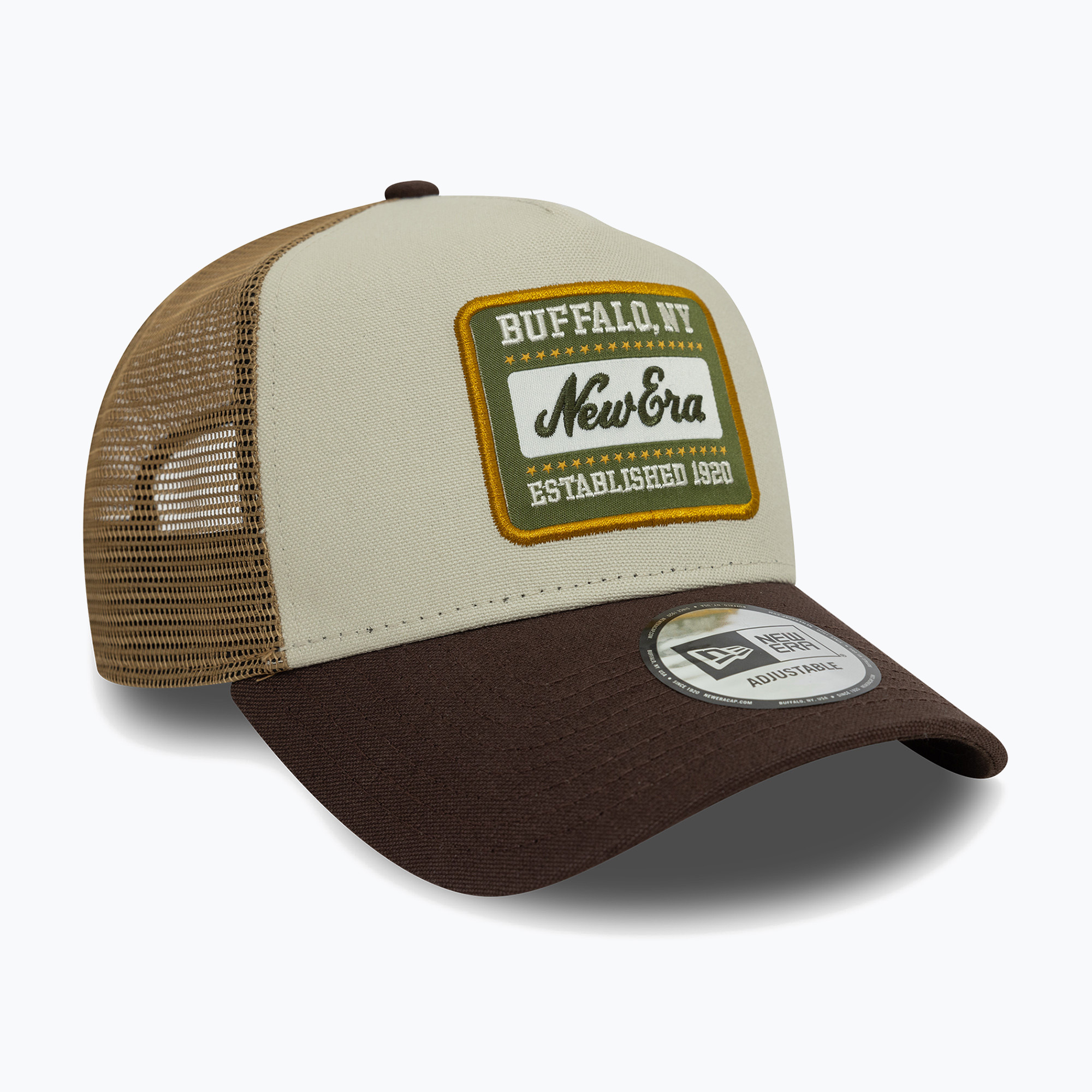 Cappello Trucker in tela New Era NE Patch beige chiaro (NE Patch Canvas Trucker 60603674)