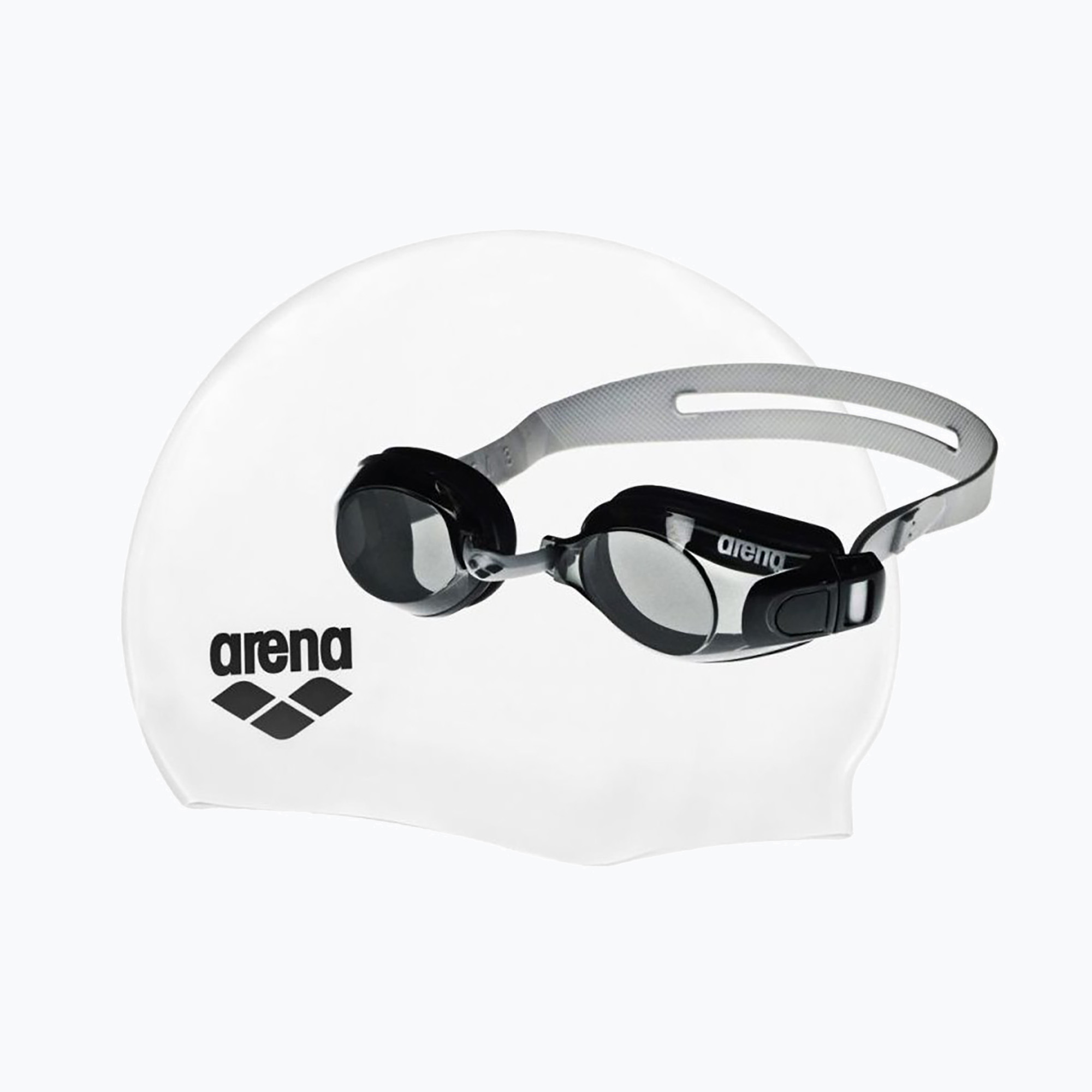 Set di occhiali da piscina + cuffia argento fumo/bianco nero (Pool 92422/55)