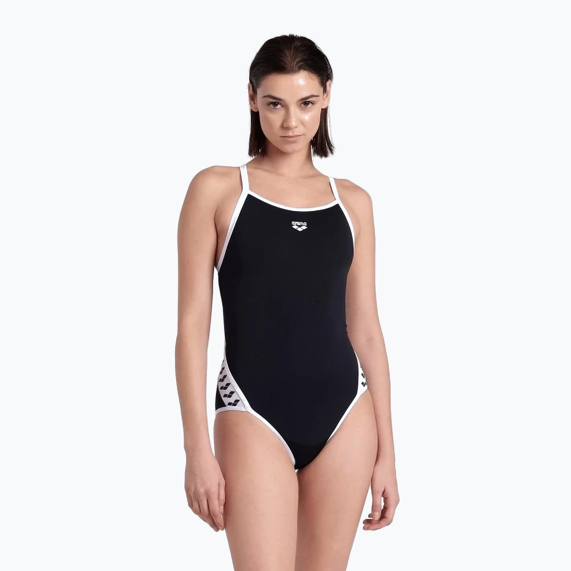 Costume intero donna arena Icons Super Fly Back Solid nero / bianco (44 FR) (Icons Super Fly Back Solid 005036/510)