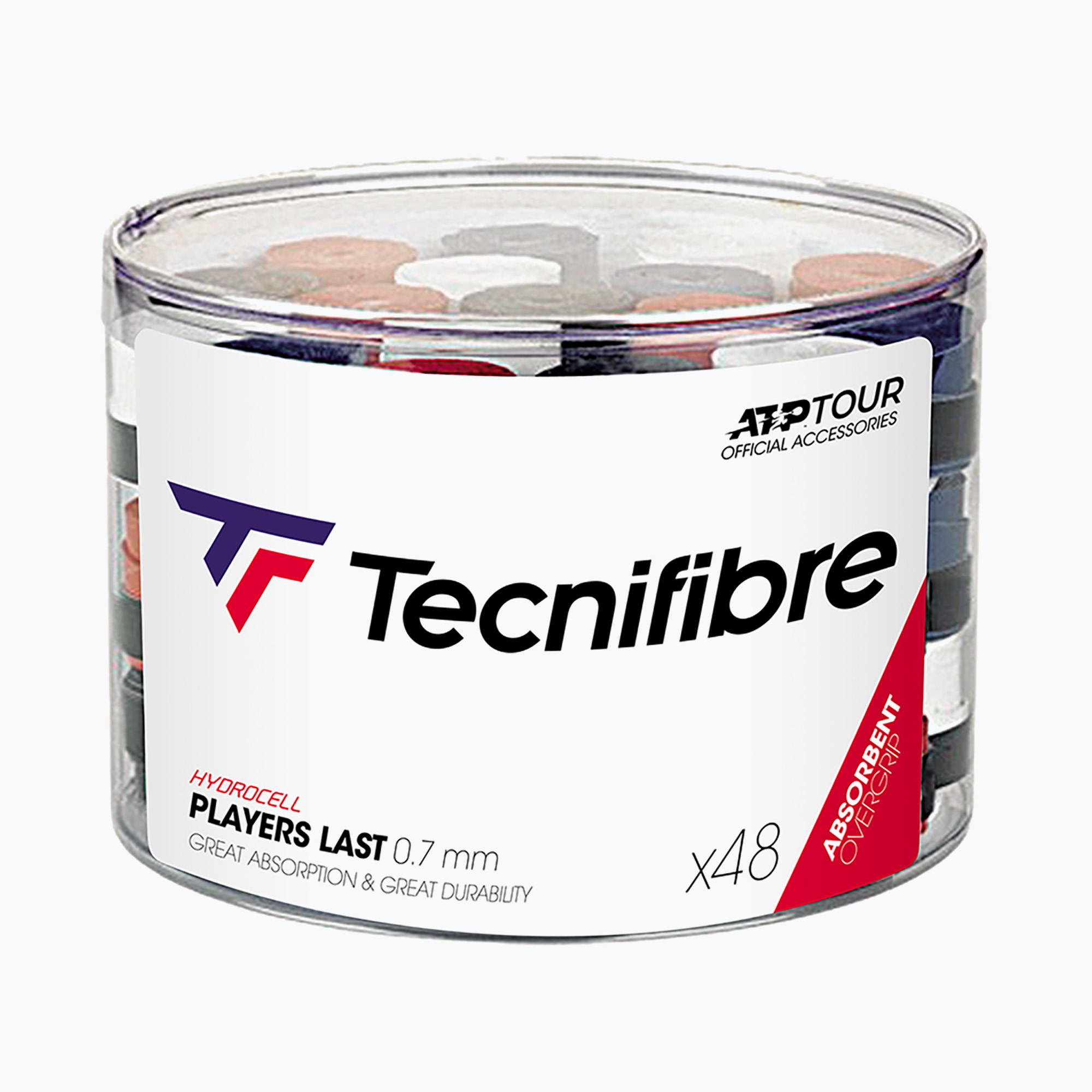 Tecnifibre Players Last PVC fasce per racchette da tennis 48 pezzi nero. (Players Last 48 PVC 52ATPLAS48)