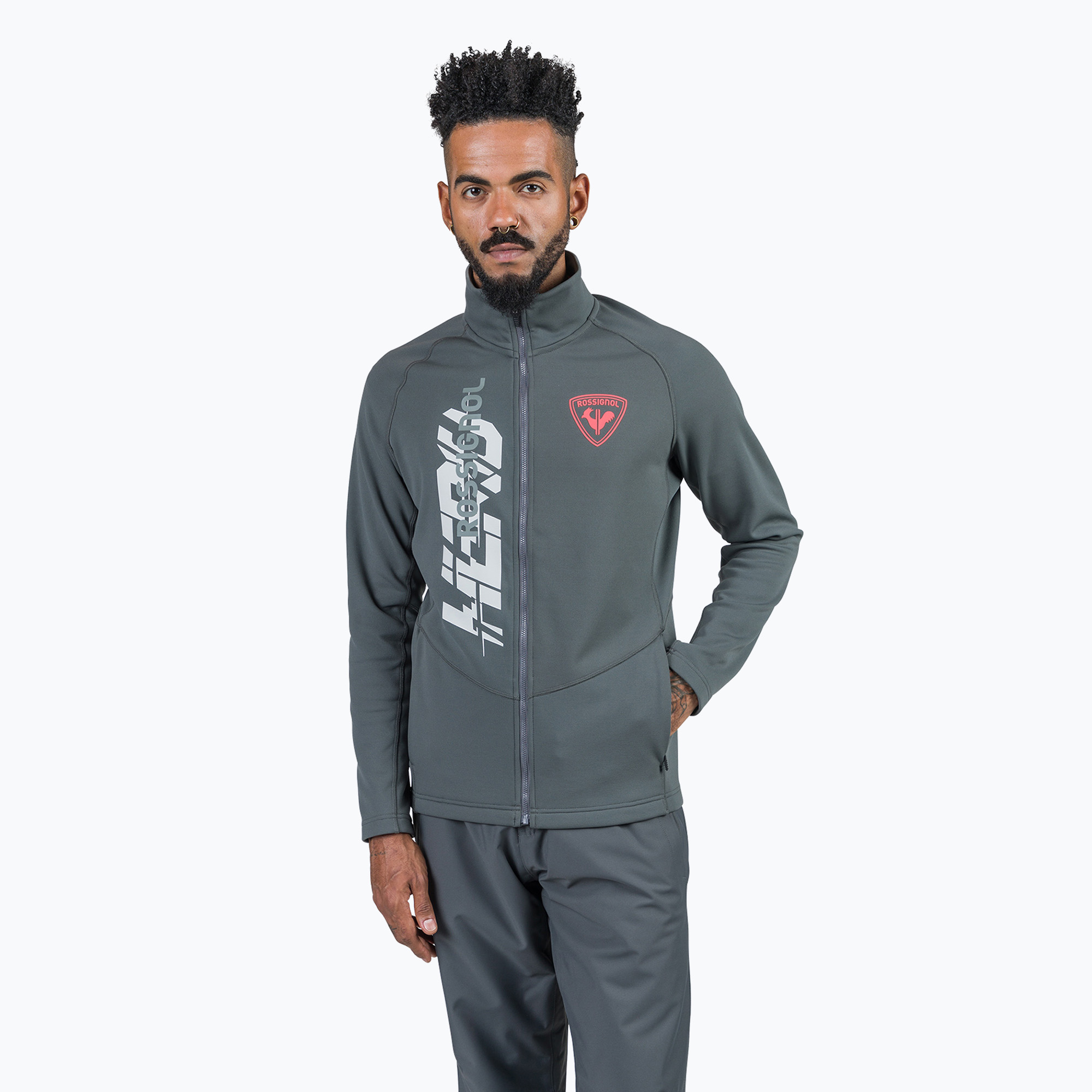 Felpa da uomo Rossignol New Hero Classique Clim grigio onice (M) (New Hero Classique Clim RLNML13_23N)
