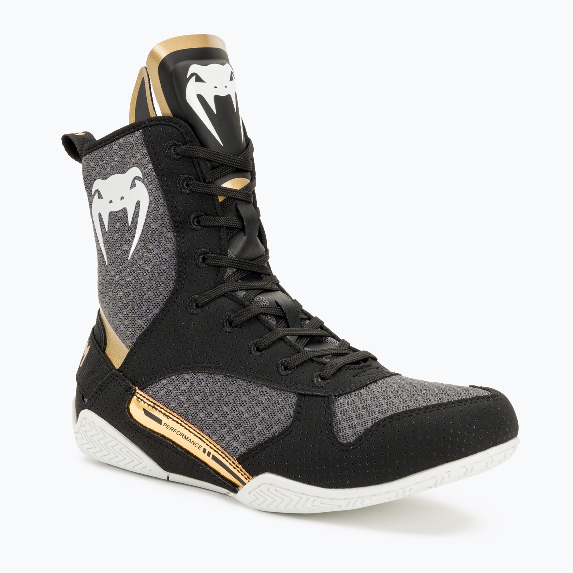 Stivali da boxe Venum Elite nero/bianco/oro (45.5 EU) (Elite Boxing 03681)