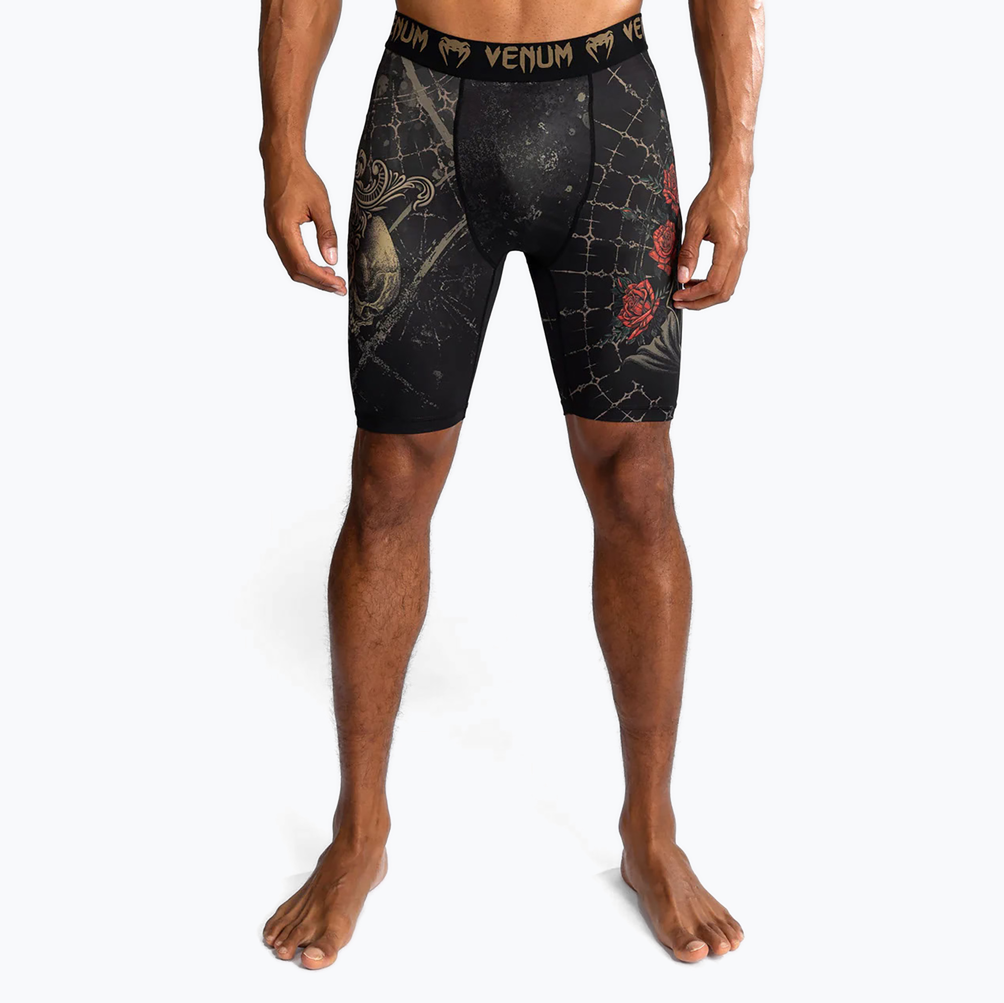 Pantaloncini da allenamento Venum Santa Muerte 5.0 Vale Tudo Uomo nero/oro profondo (XXL) (Santa Muerte 5.0 Men’S Vale Tudo Shorts VENUM-05335-603)