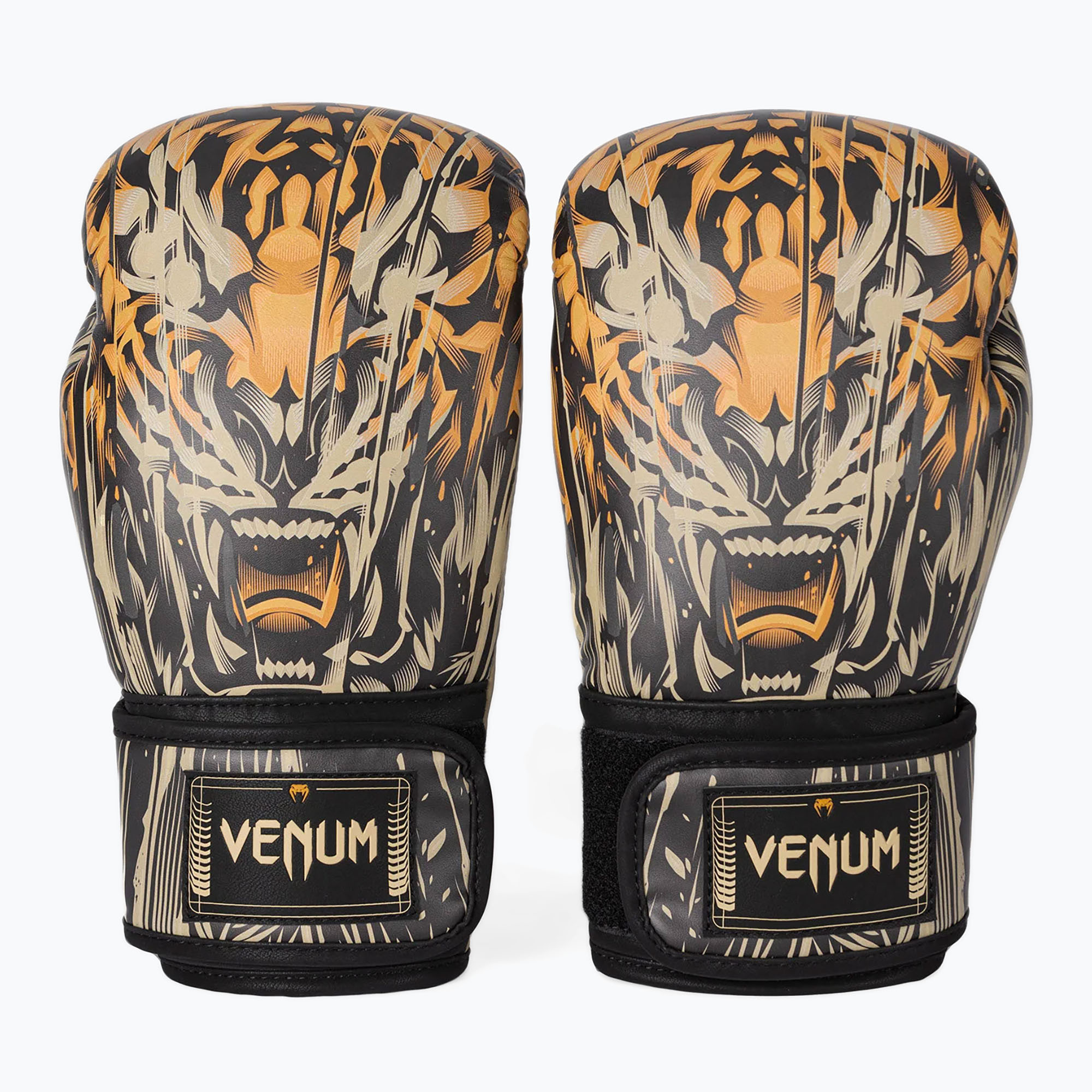 Guantoni da boxe Venum Tiger nero/arancio neon (12 oz) (Tiger Boxing Gloves VENUM-05349-117)