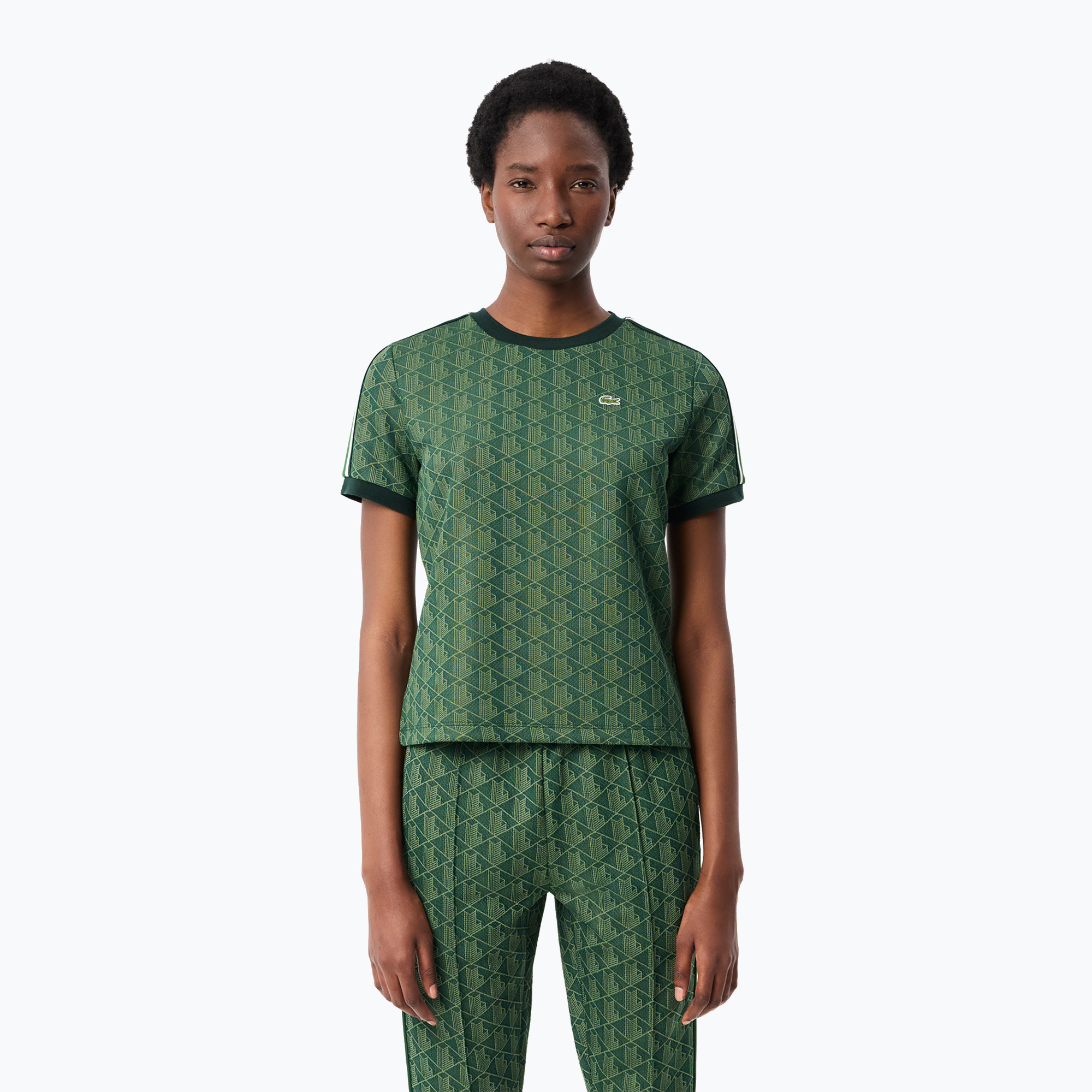Maglietta Lacoste donna TF3244 sinople/khaki (38) (TF3244)