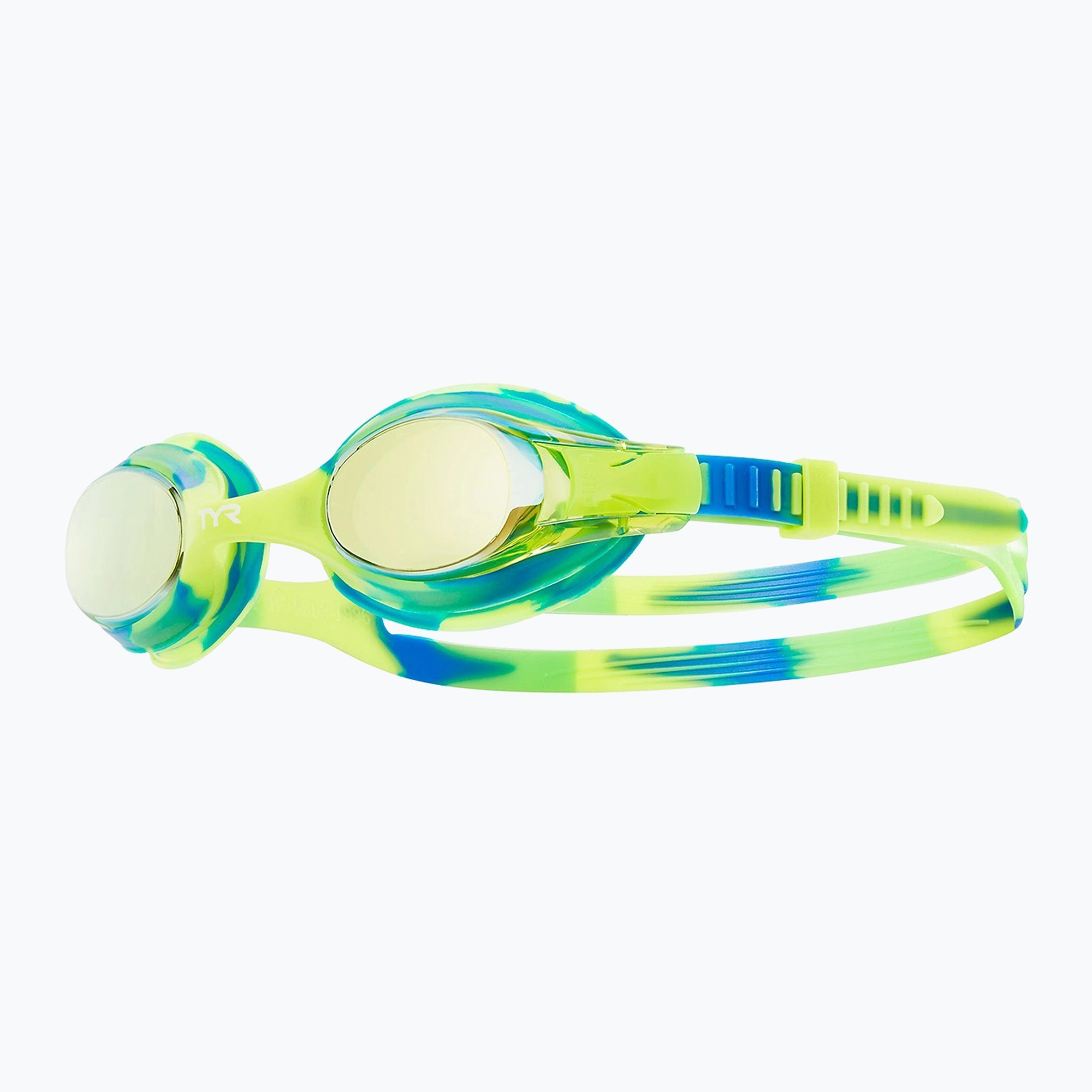 Occhialini da nuoto TYR Swimple Tie Dye Mirrored oro/verde/blu per bambini