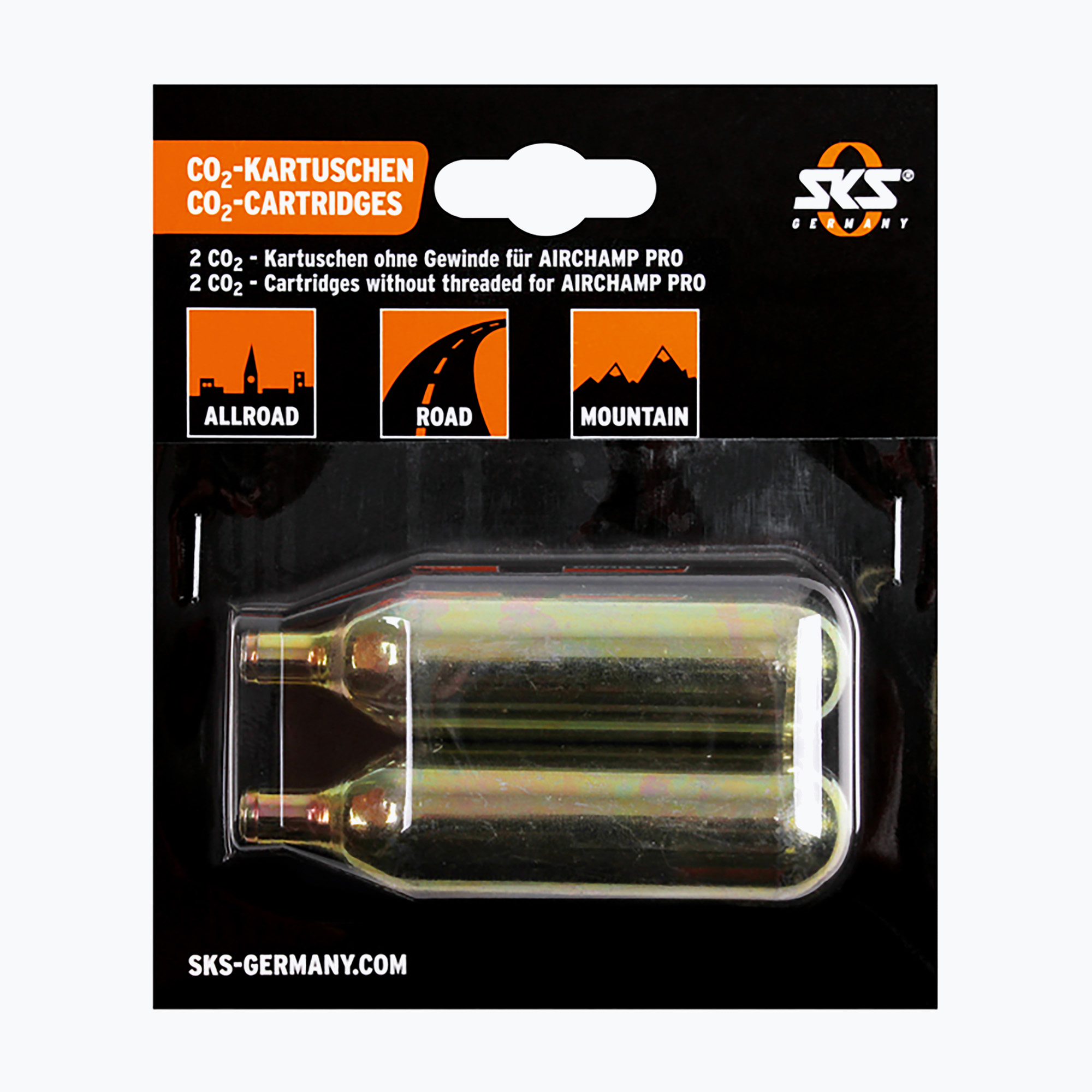 Cartucce di gas per pompa da bicicletta SKS Co2 Airchamp Pro 16 g 2 pz. (16 g) (Co2 Airchamp Pro 10003)