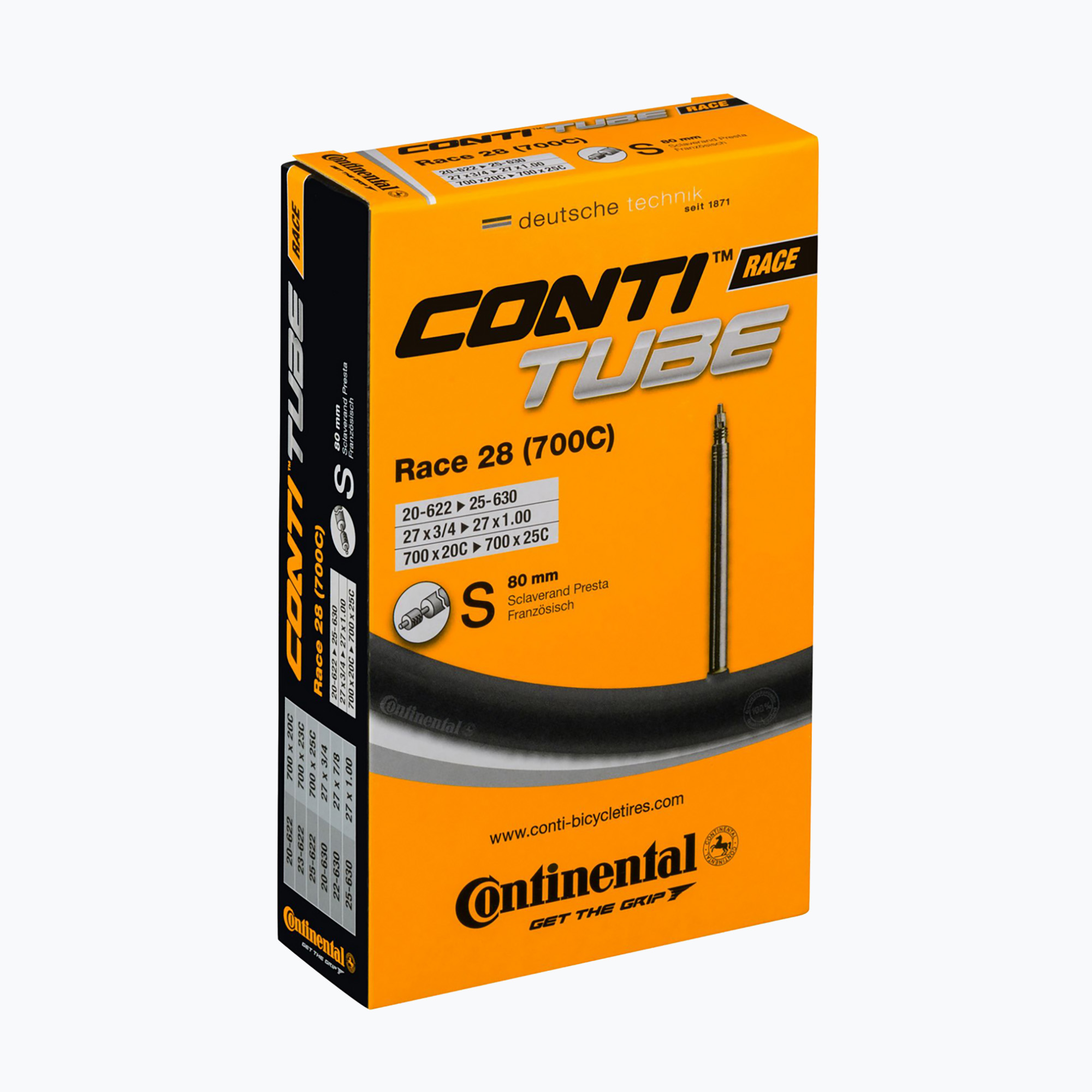 Camera d'aria Continental Race 28 Presta 80 mm per bicicletta (28" / 18-25mm / 80 mm) (Race 28 Presta CO0180000)