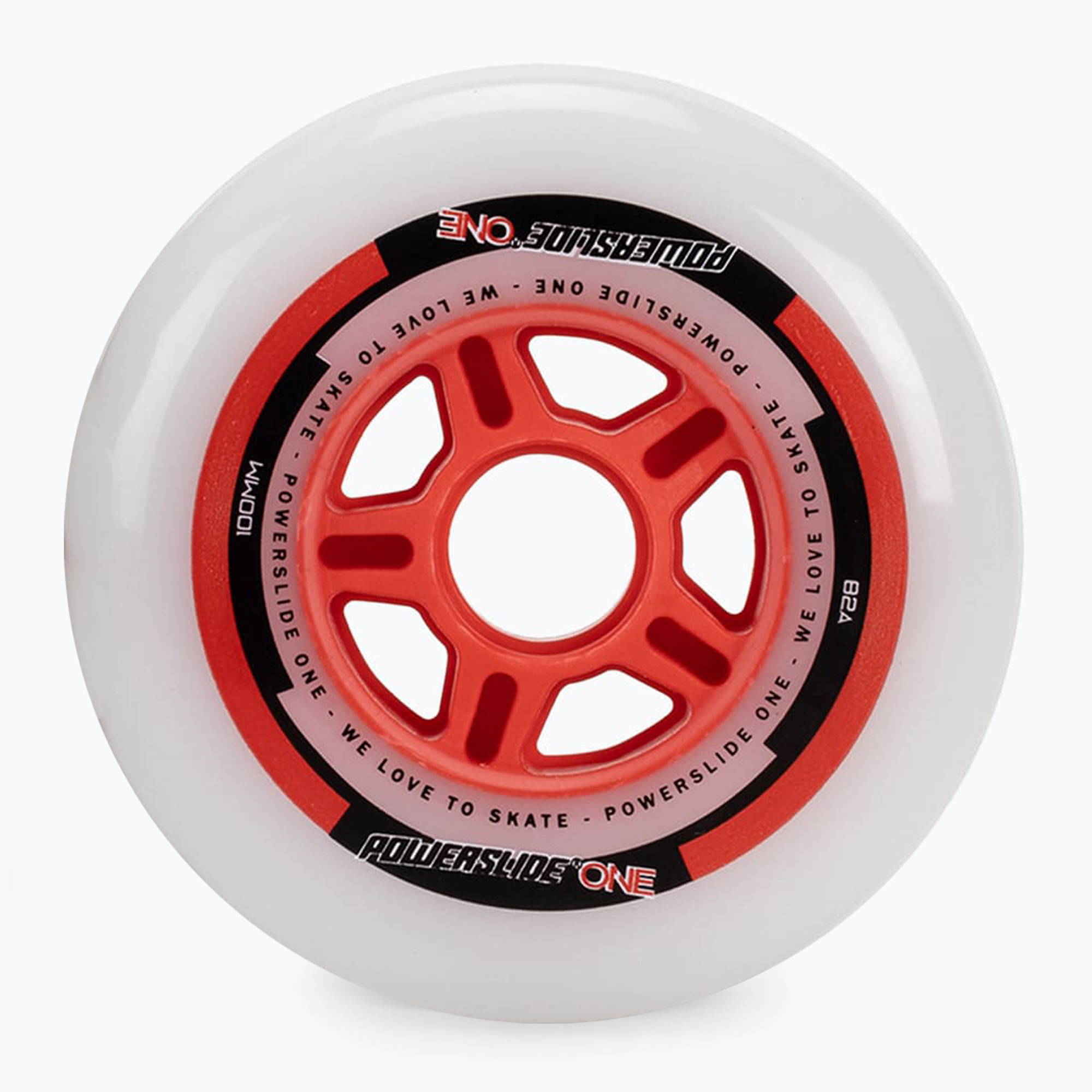 Powerslide PS One Distanziali/Cuscinetti ruote rollerblade 100 mm/82A 8 pezzi rosso. (100 mm / 82A) (PS One Spacer/Bearings 8-Pack 905302)