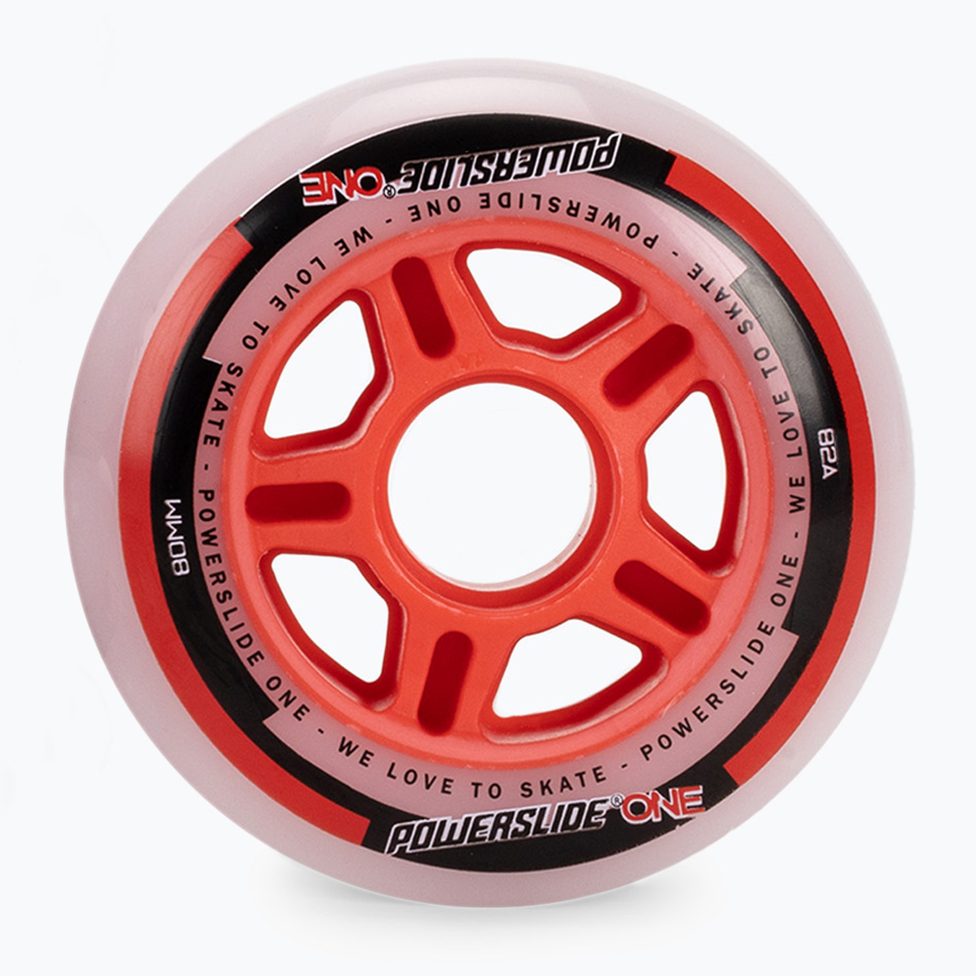 Powerslide PS One Distanziali/Cuscinetti 80 mm/82A 8 pezzi ruote rollerblade rosse con cuscinetti. (80 mm / 82A) (PS One Spacer/Bearings 8-Pack 905308