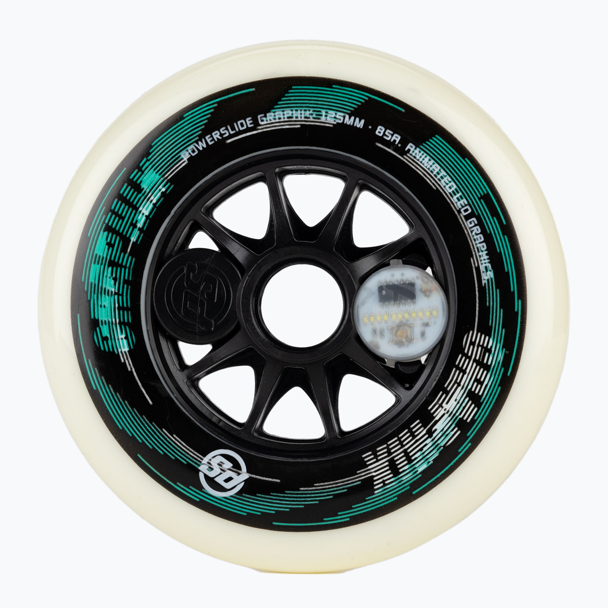 Ruota Powerslide Graphix Right 125 mm/85A bianca per pattini a rotelle (125 mm / 85A) (Graphix Right 905361)