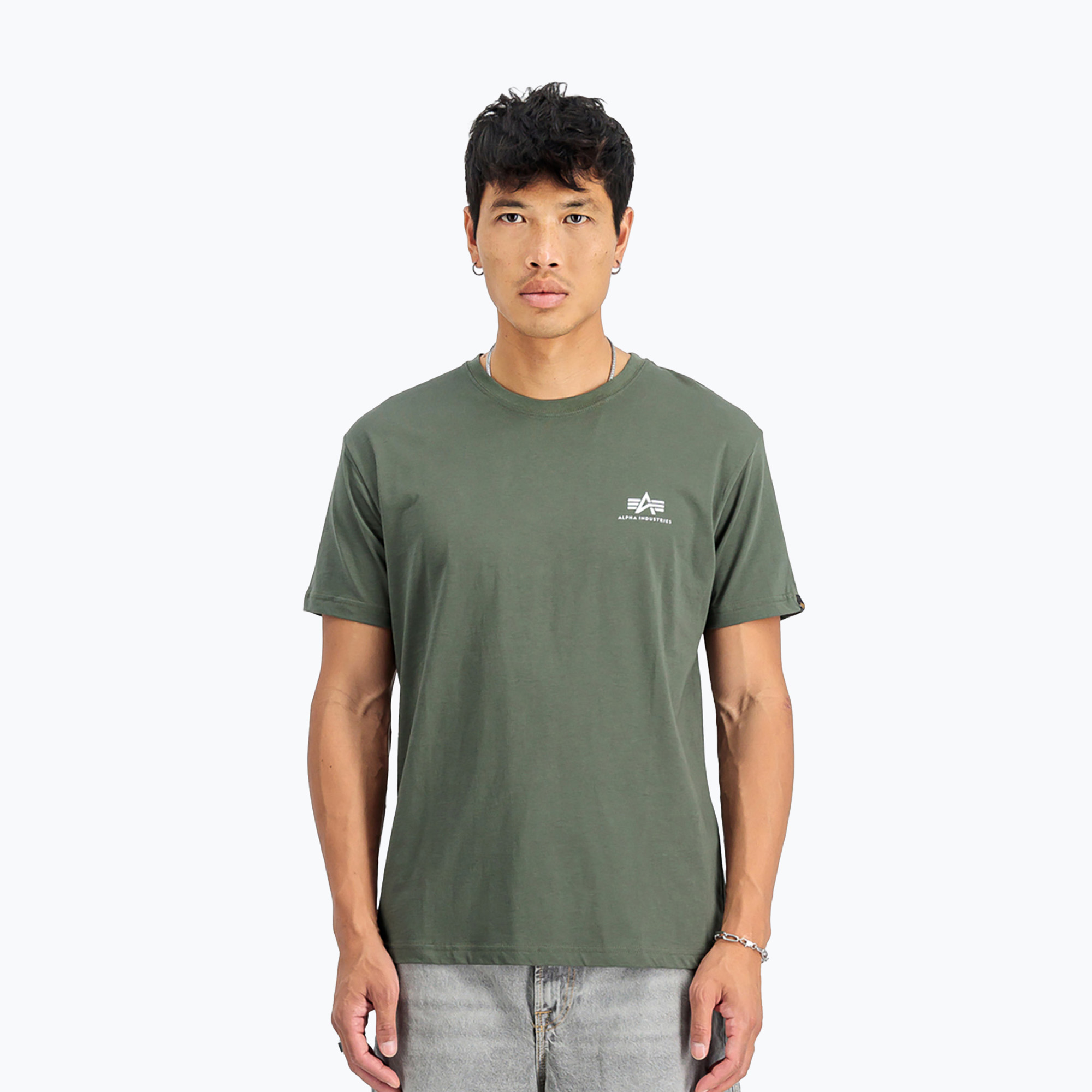 T-shirt Alpha Industries Basic Small Logo Uomo oliva scuro (M) (Basic Small Logo 188505)