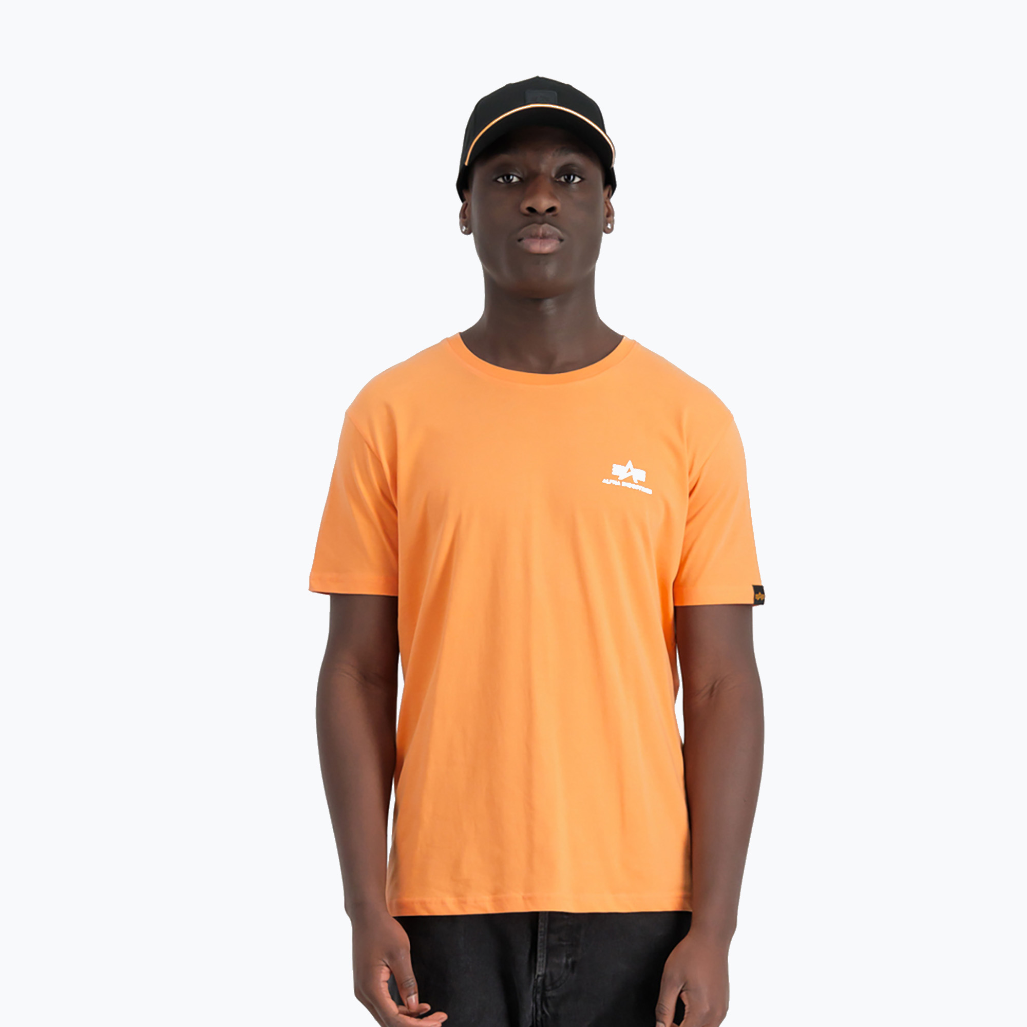Maglietta Alpha Industries Basic Small Logo da uomo, colore mandarino (L) (Basic Small Logo 188505)