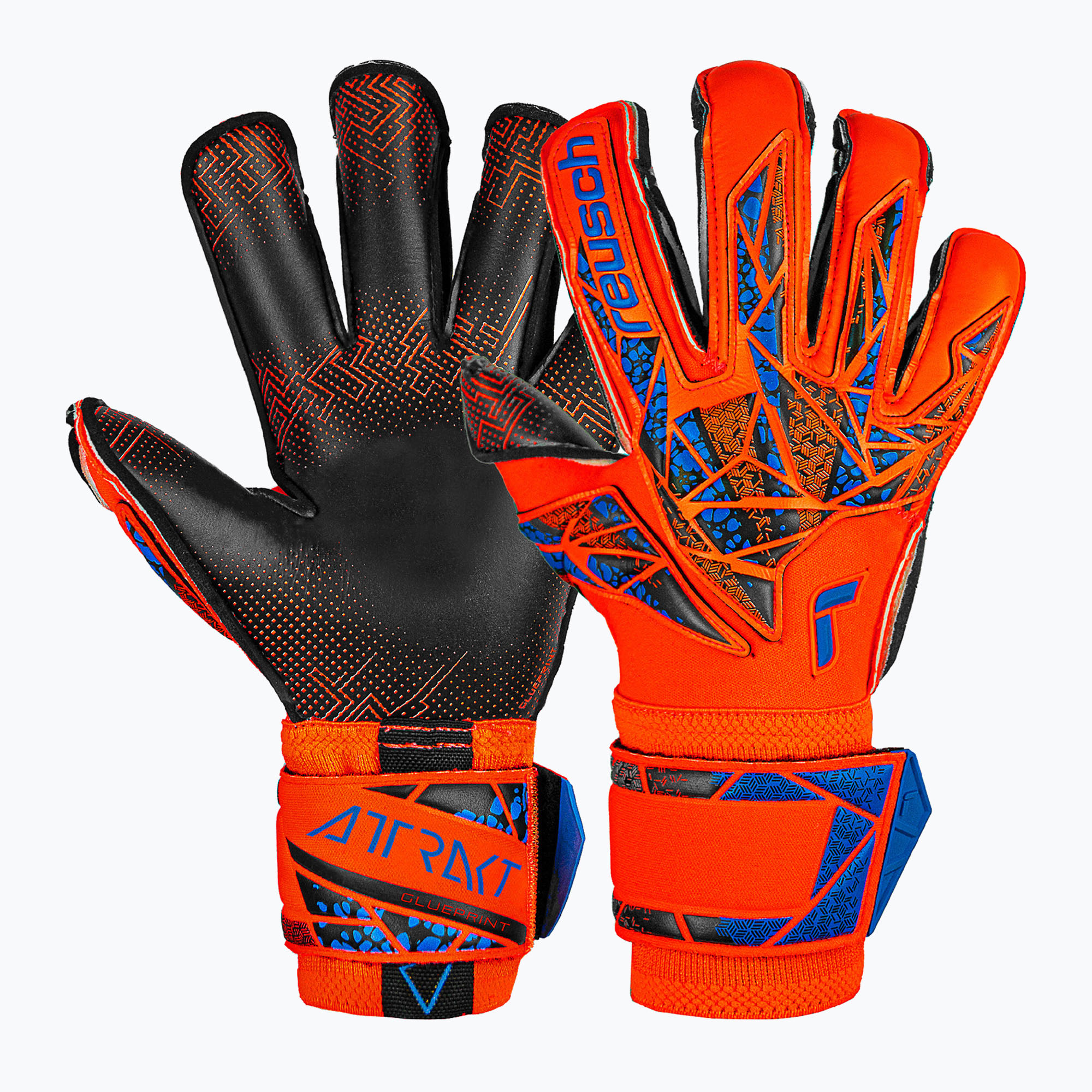 Reusch Attrakt Gold X Evolution GluePrint Guanti da portiere hyper orng/elec blue/blck (8) (Attrakt Gold X Evolution GluePrint 5470975)