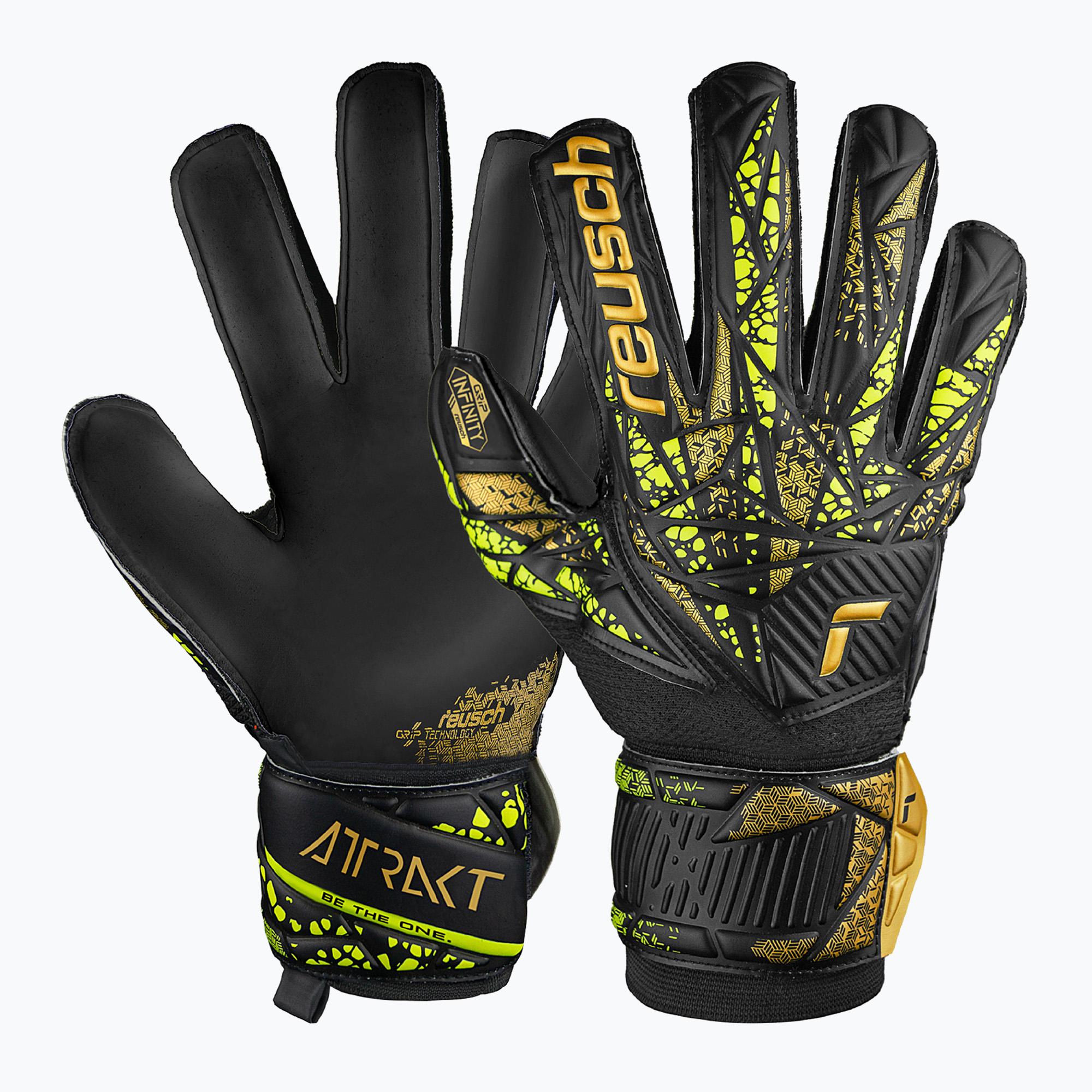 Guanti da portiere Reusch Attrakt Infinity Finger Support nero/oro/giallo/nero (11) (Attrakt Infinity Finger Support 5470710)