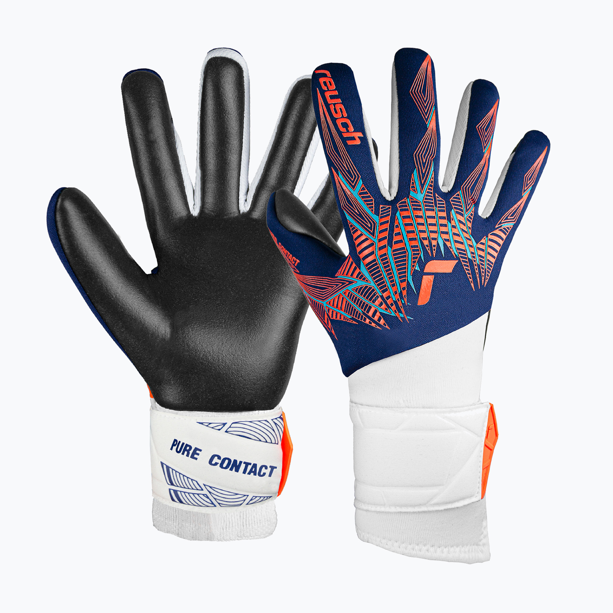 Guanti da portiere Reusch Pure Contact Silver premium blu/arancio elettrico/nero (9.5) (Pure Contact Silver 5470200)