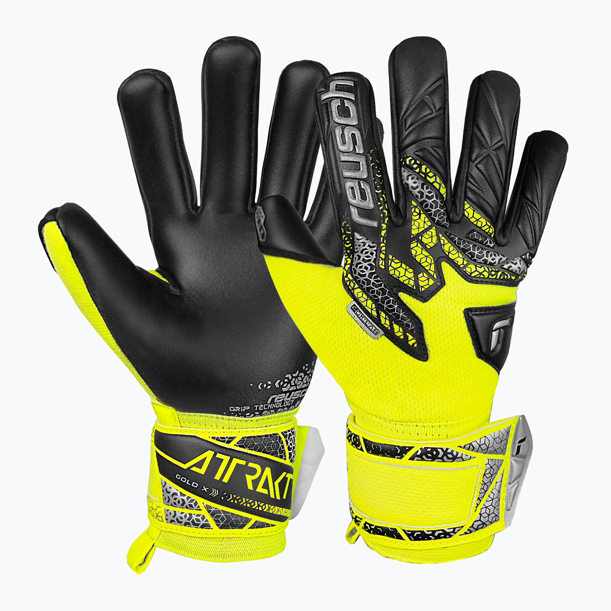 Reusch Attrakt Gold X NC Junior guanti da portiere di sicurezza giallo/argento/nero per bambini
