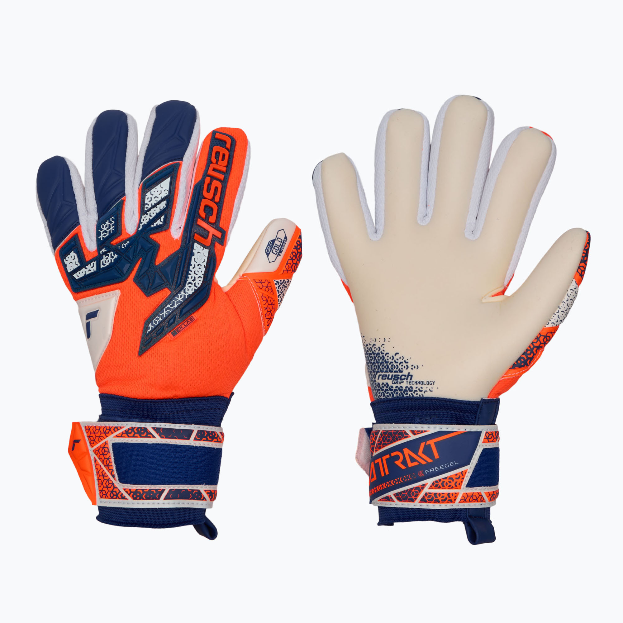 Guanto da portiere Reusch Attrakt Freegel Gold NC arancione shocking/blu energizzato arancione shocking/blu energizzato (8.5) (Attrakt Freegel Gold NC