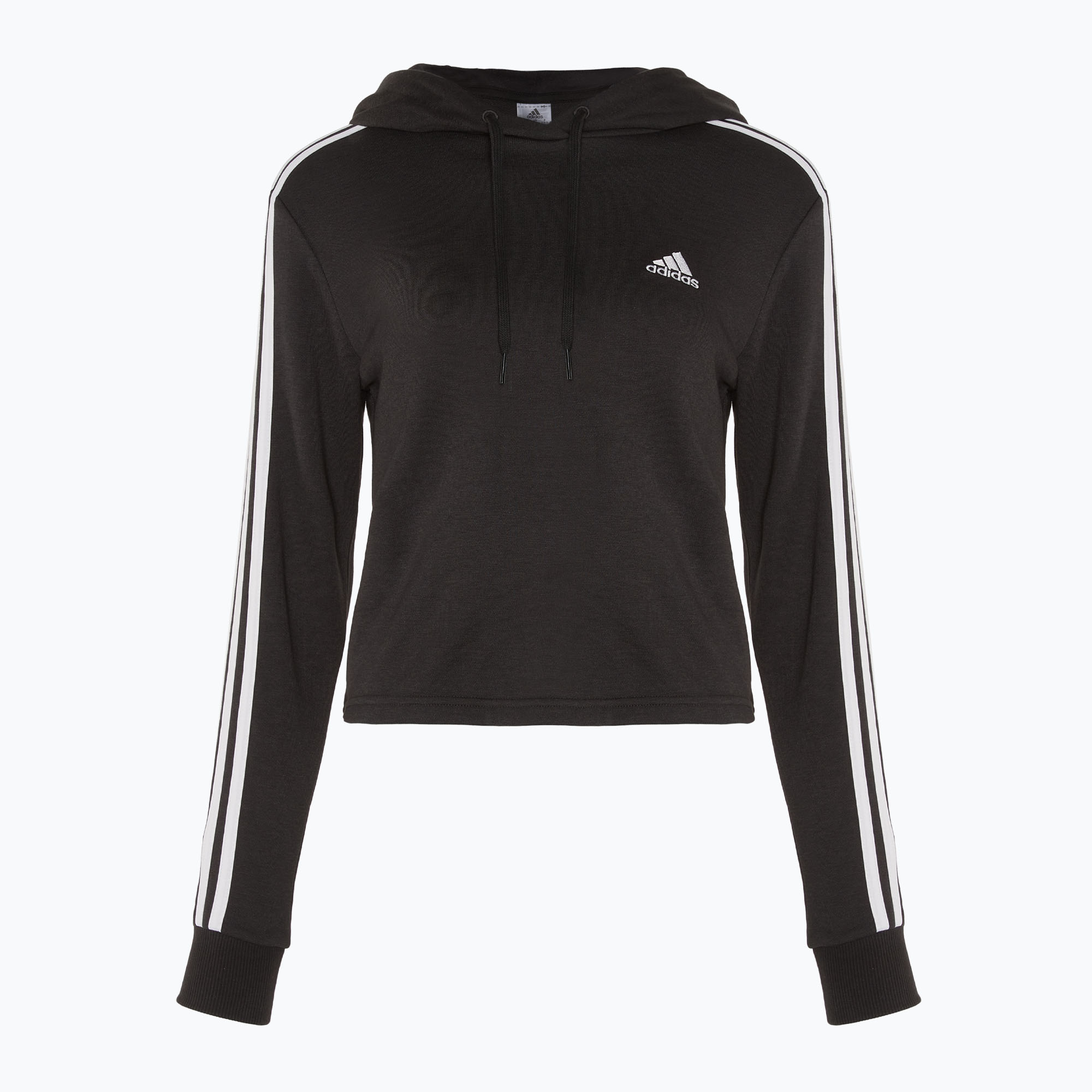 Felpa adidas Essentials 3-Stripes Cropped Loose Fit donna nero/bianco (M) (Essentials 3-Stripes Cropped Loose Fit GM5582)