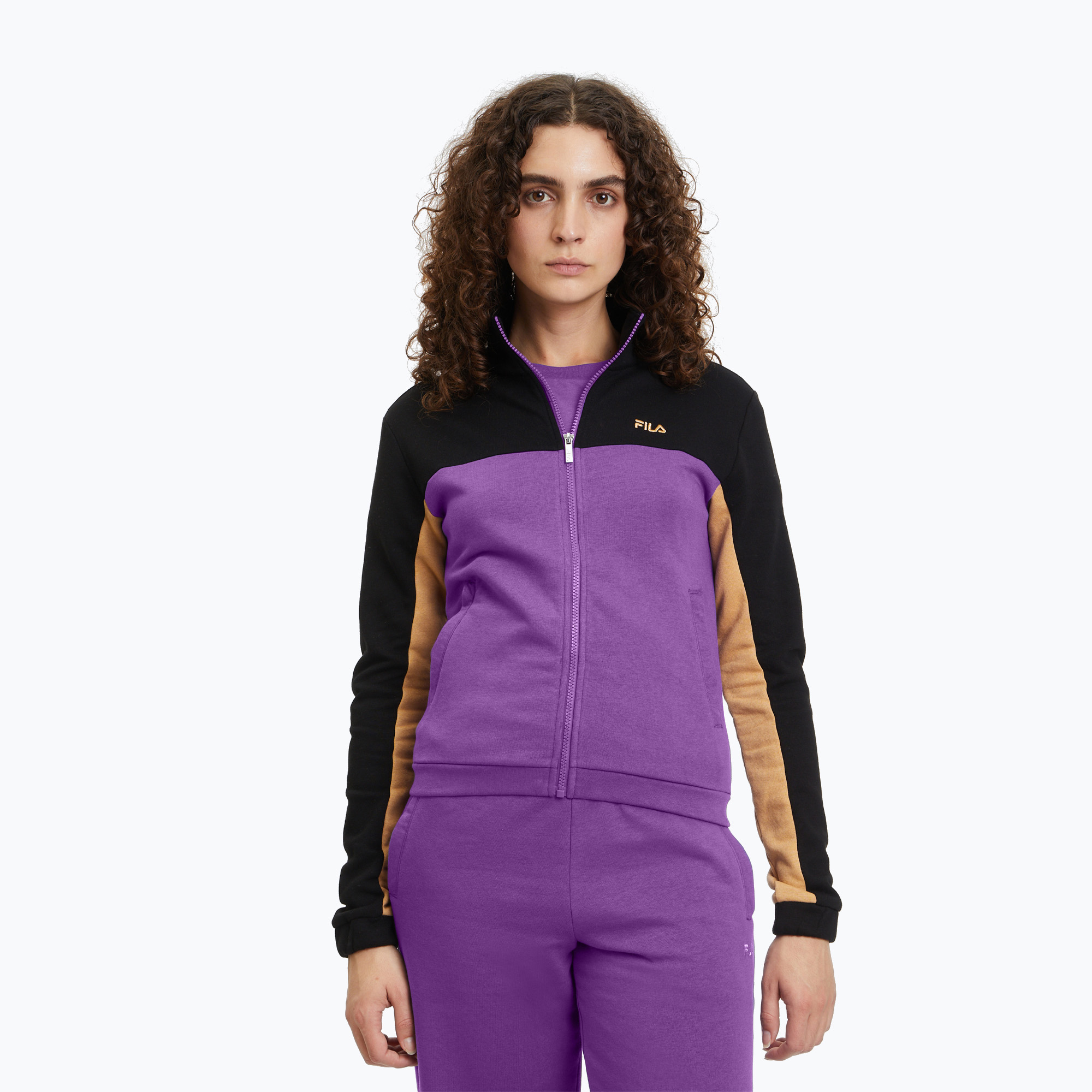 FILA felpa donna Bruckberg Track nero royal purple iced coffe (M) (Bruckberg Track FAW0587)