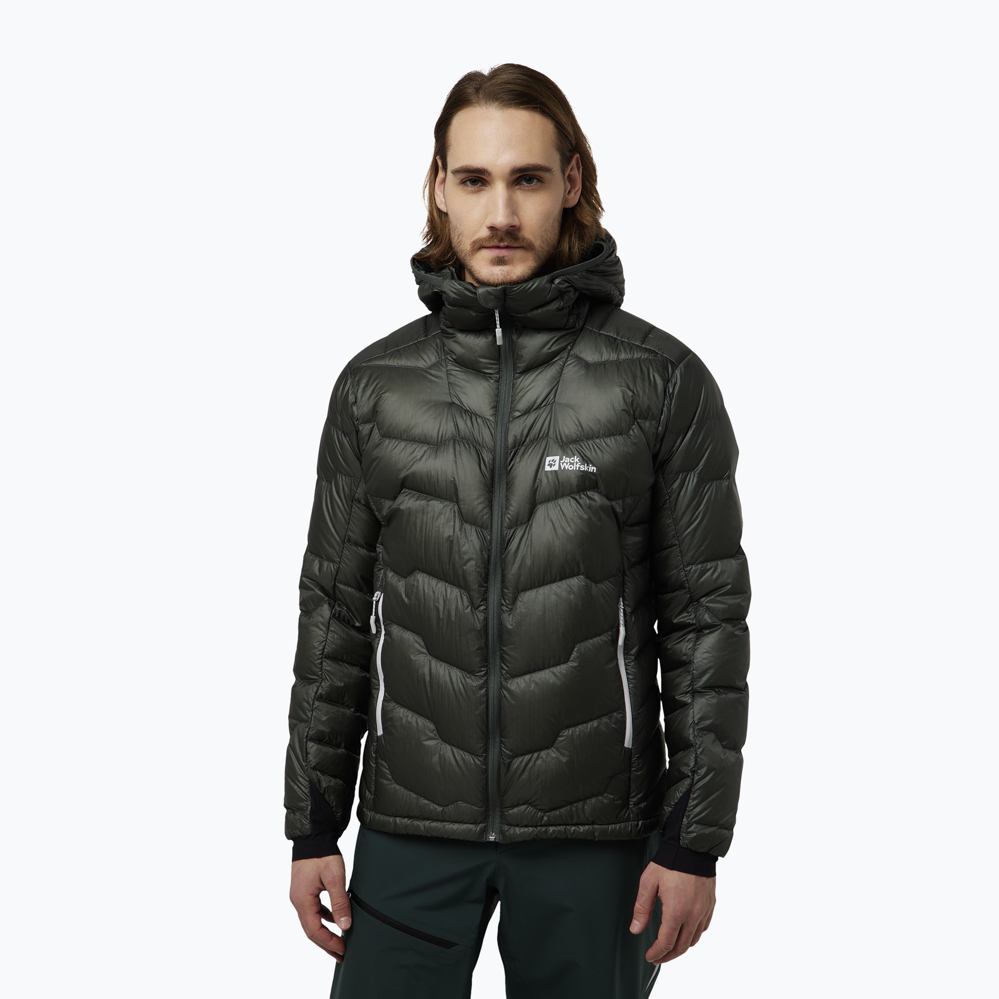 Jack Wolfskin Uomo Alpspitze Down Hoody verde ardesia (M) (Alpspitze Down Hoody A61756_4136)