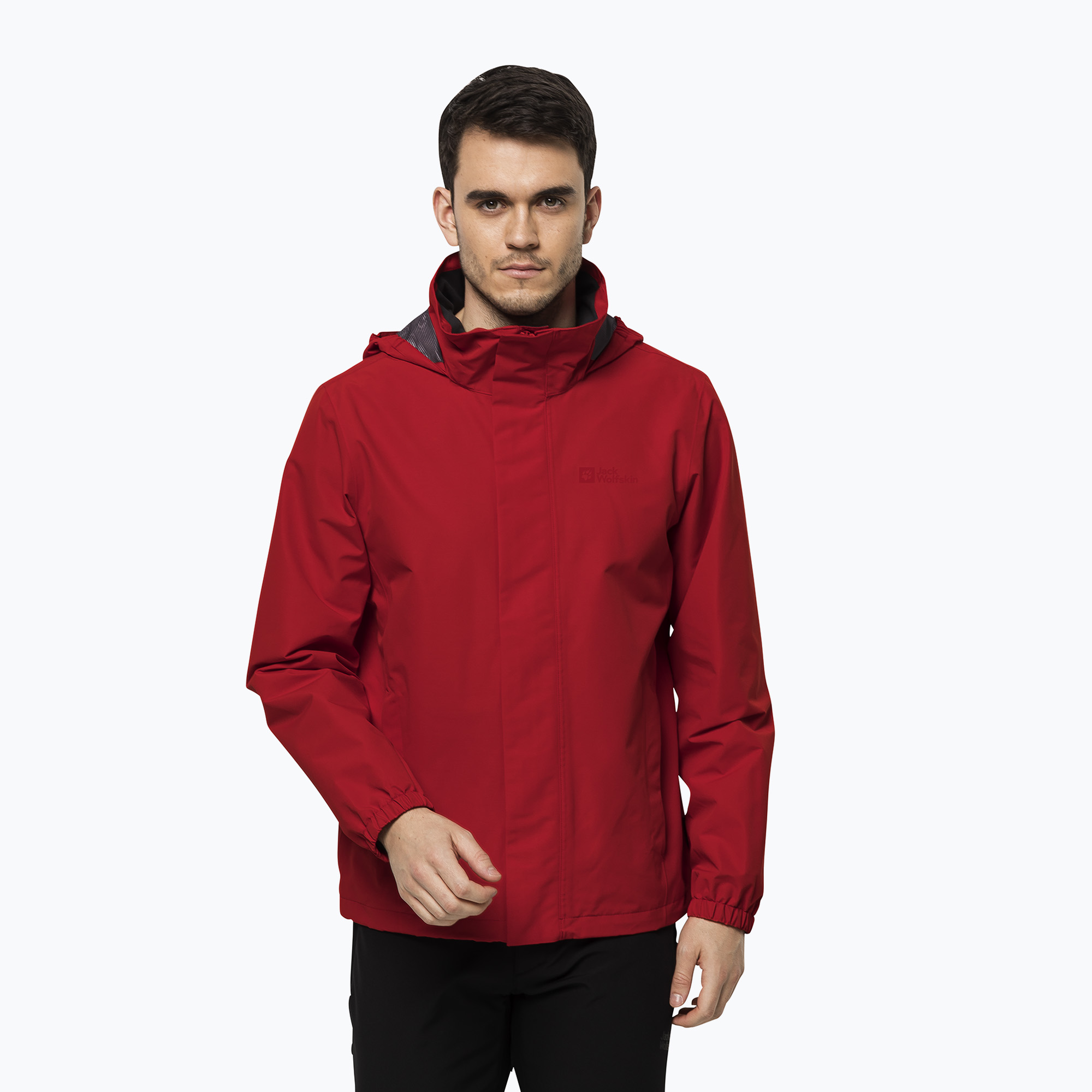 Giacca antipioggia Jack Wolfskin Stormy Point 2L da uomo, rosso intenso (M) (Stormy Point 2L 1111142)