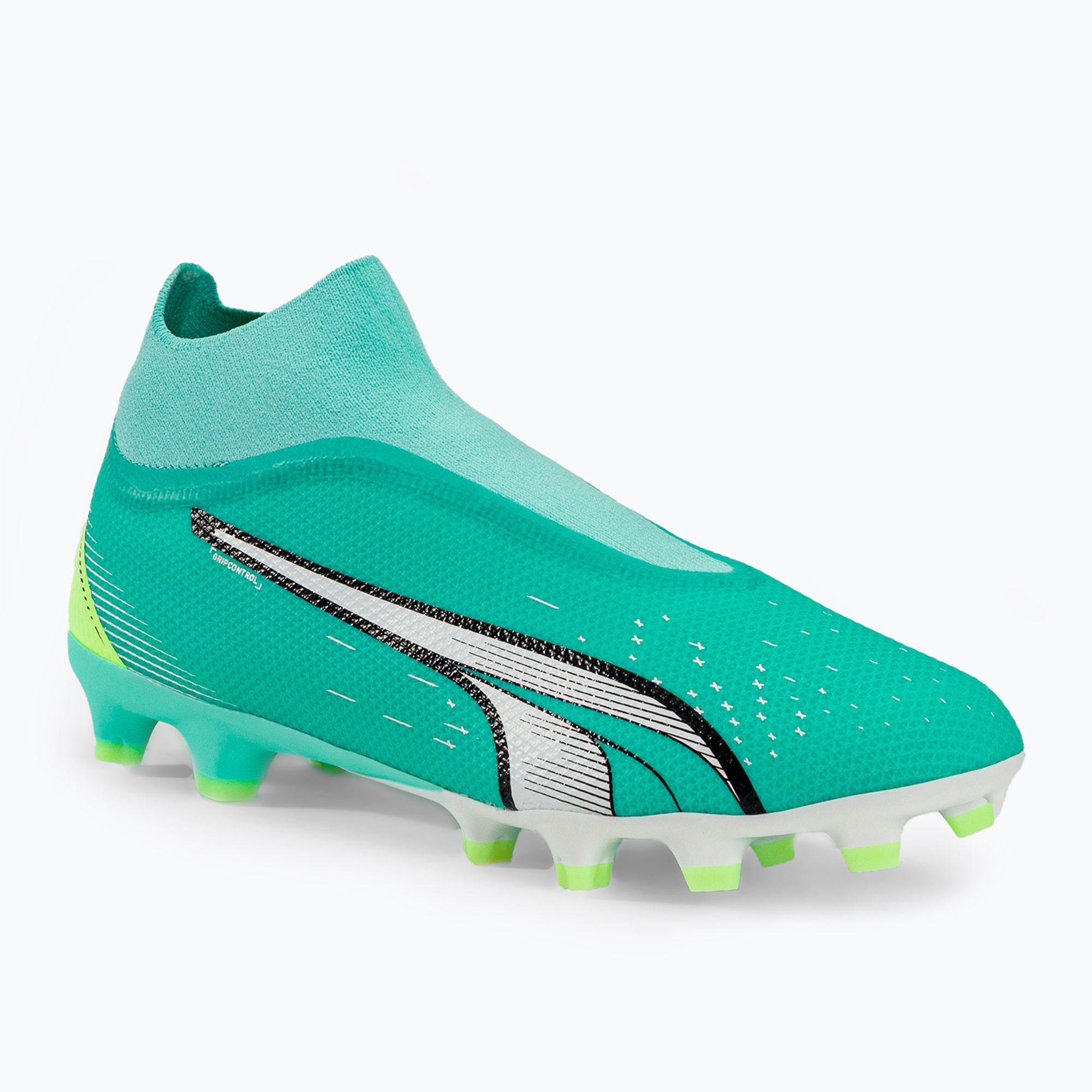 Scarpe da calcio da uomo PUMA Ultra Match+ LL FG/AG electric peppermint/puma bianco/fast yellow (46.5 EU) (Ultra Match+ Ll FG/AG 107243 03)