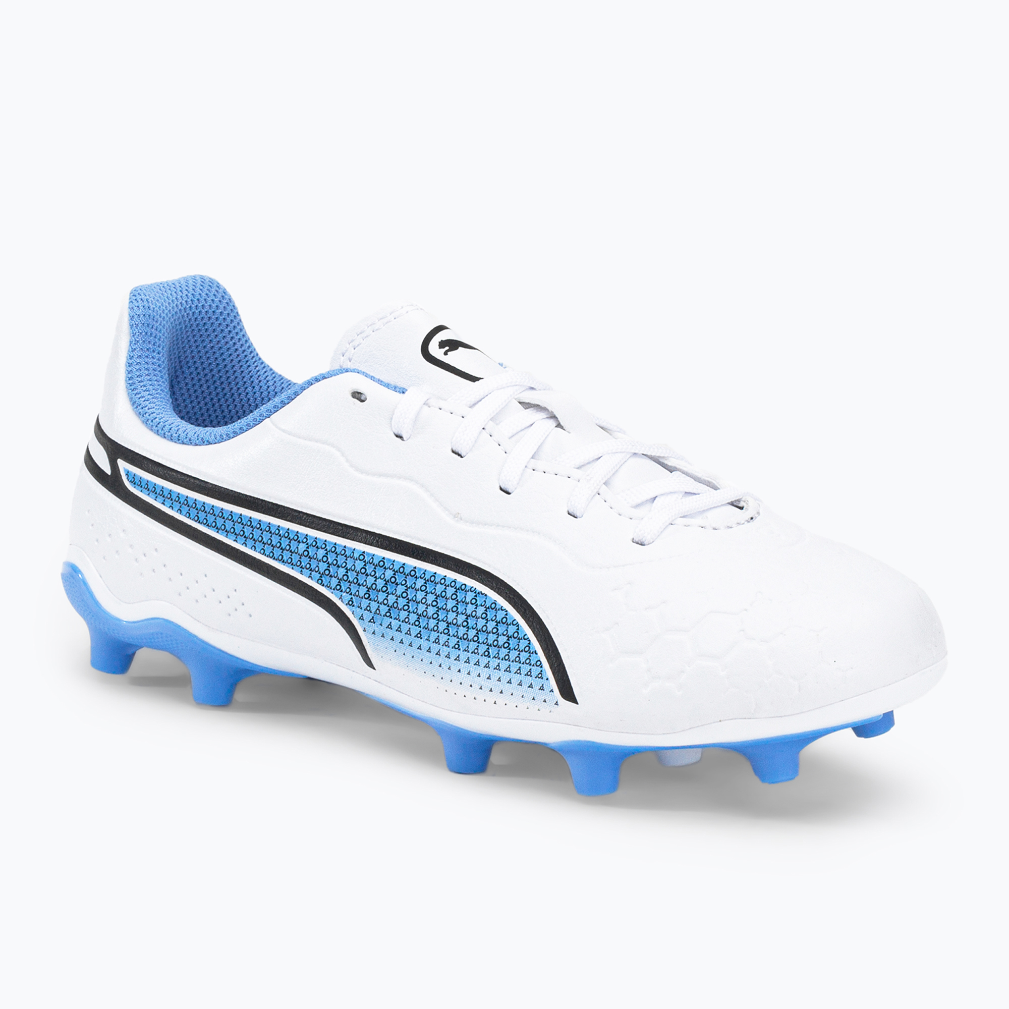 PUMA King Match FG/AG scarpe da calcio per bambini puma bianco/puma nero/blu glimmer (38 EU) (King Match FG/AG 107266 01)
