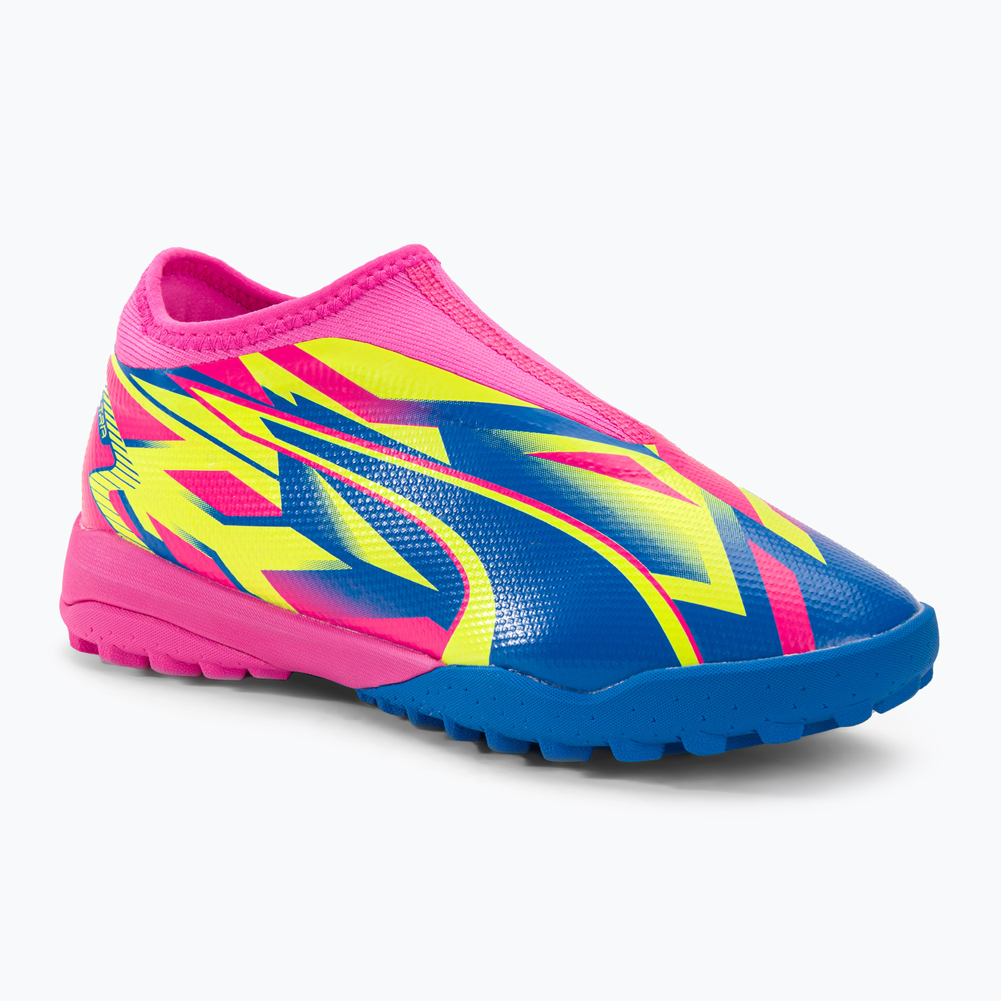 Scarpe da calcio per bambini PUMA Ultra Match LL Energy TT + Mid rosa luminoso/ultra blu/giallo allerta (37.5 EU) (Ultra Match Ll Energy Tt + Mid Jr