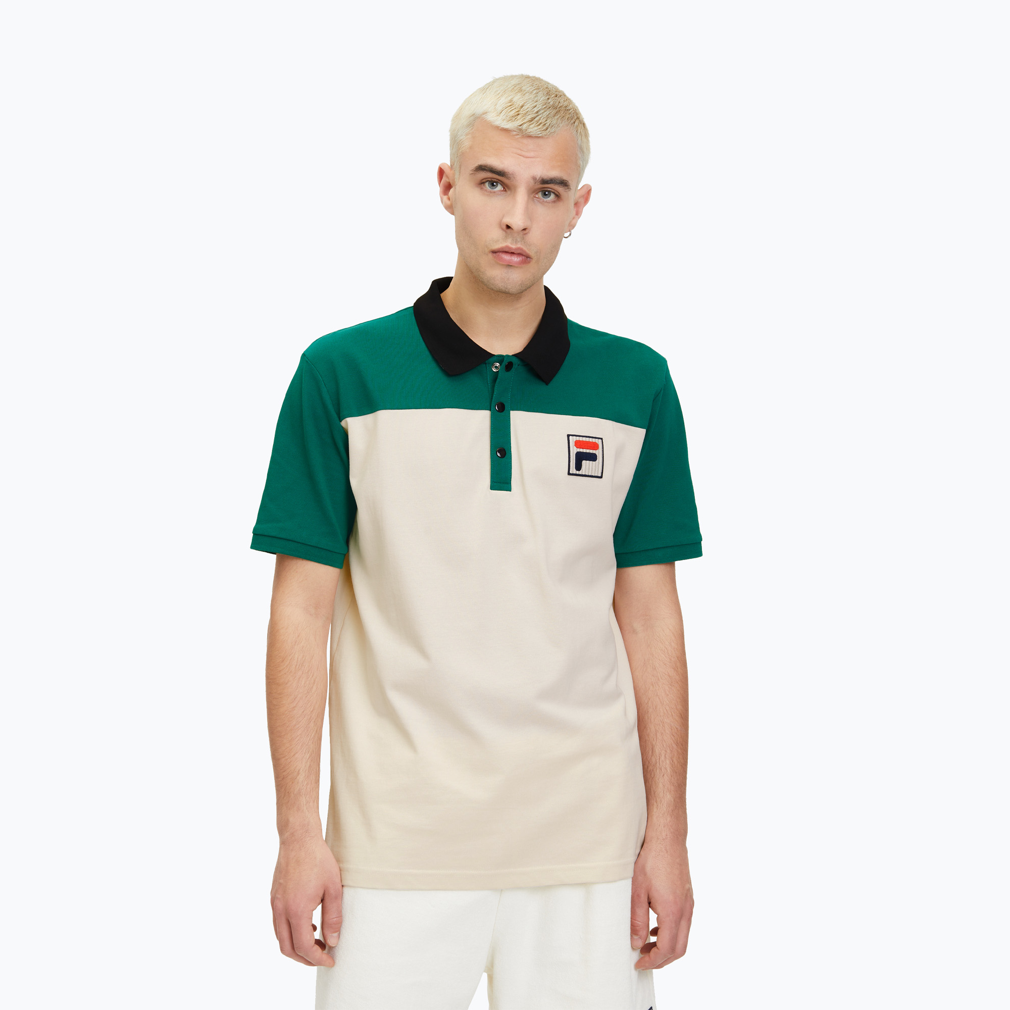 Maglietta polo da uomo FILA Lianshan Blocked antique white-aventurine (S) (Lianshan Blocked FAM0673)