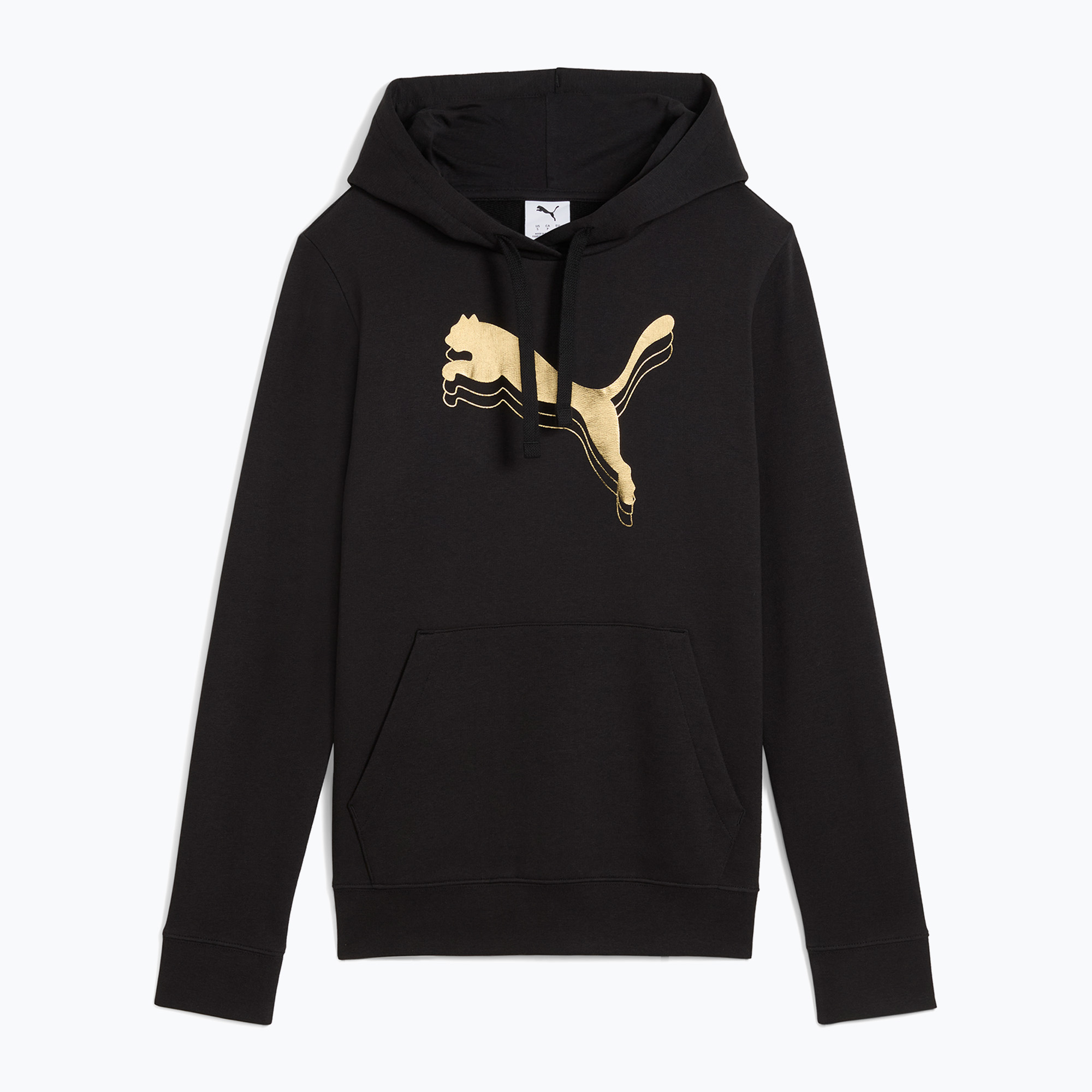 Felpa da donna PUMA ESS Metalic Hoodie TR puma nero/oro metallico (XS) (ESS Metalic Hoodie TR 684997 51)
