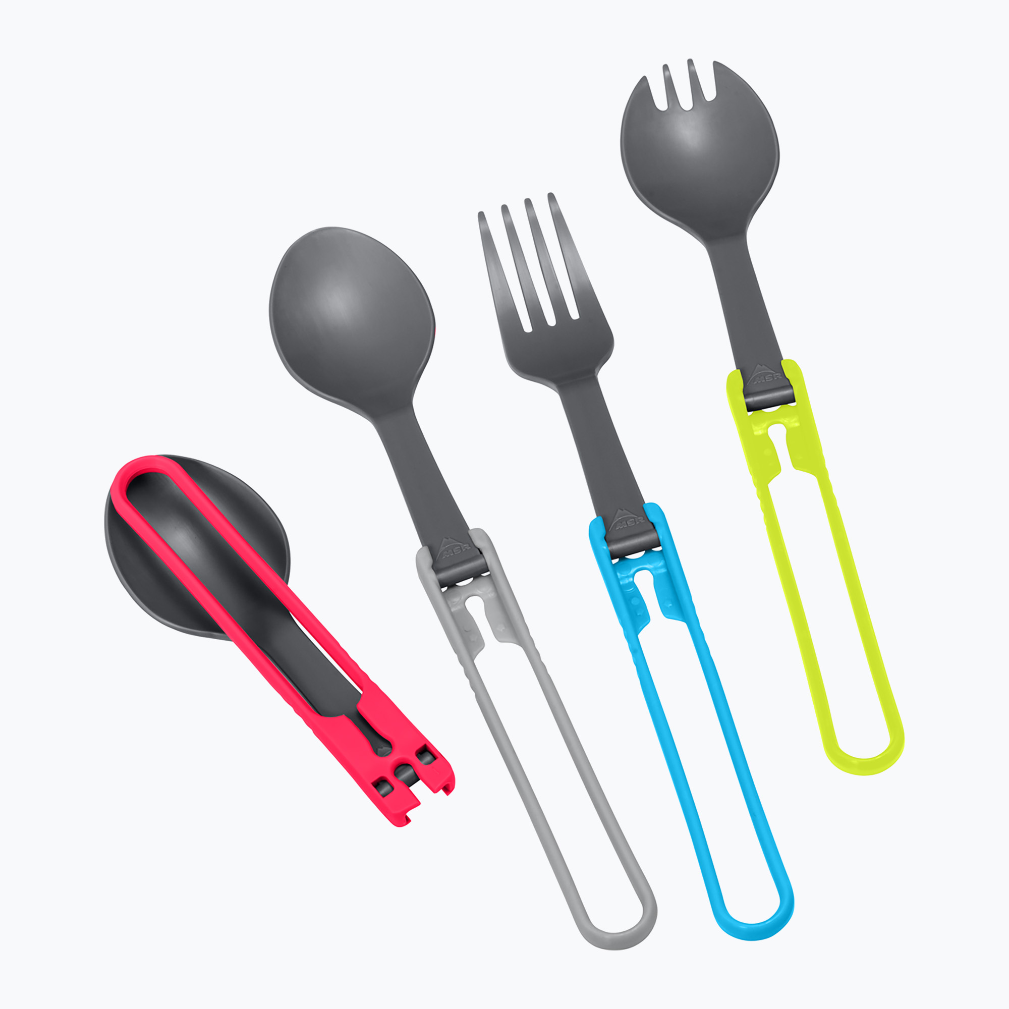MSR Utensili pieghevoli Spork 4 set di posate rosso/grigio/blu/verde