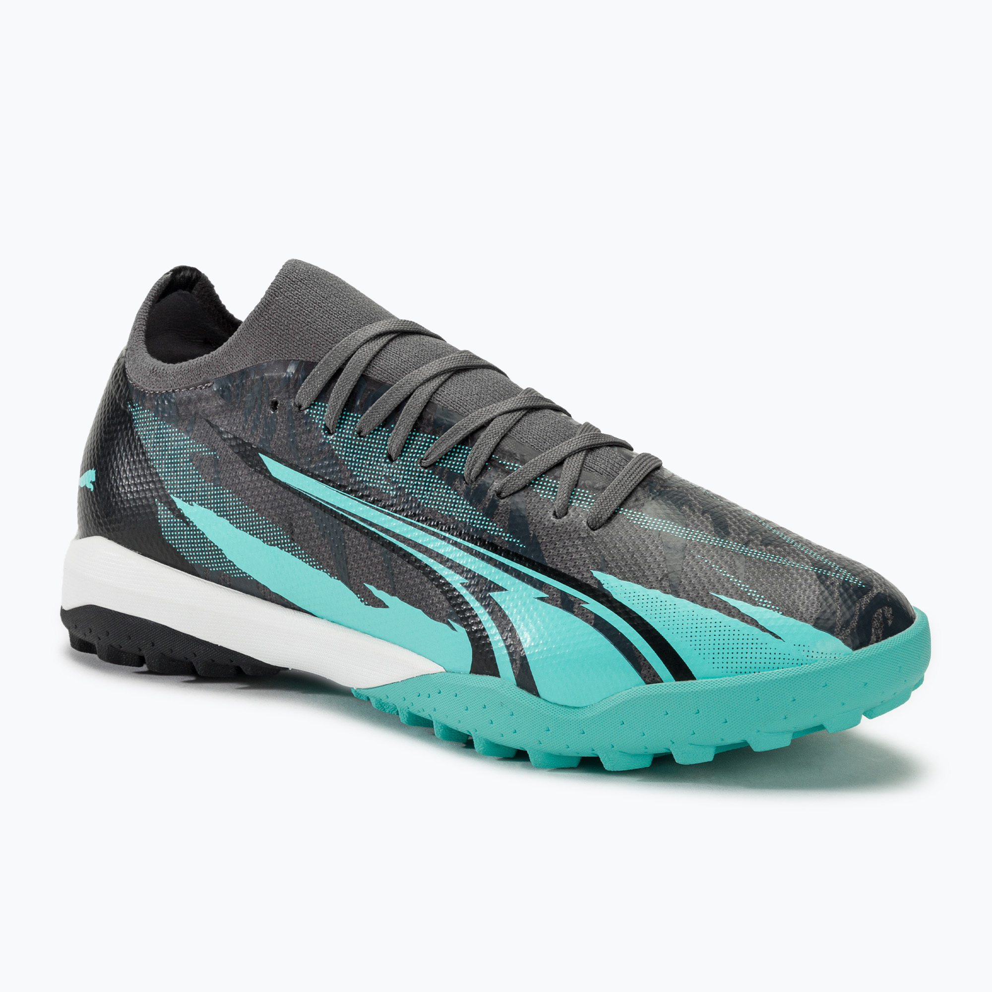 PUMA Ultra Match Rush TT scarpe da calcio grigio forte/puma bianco/electro aqua (46 EU) (Ultra Match Rush TT 107831)