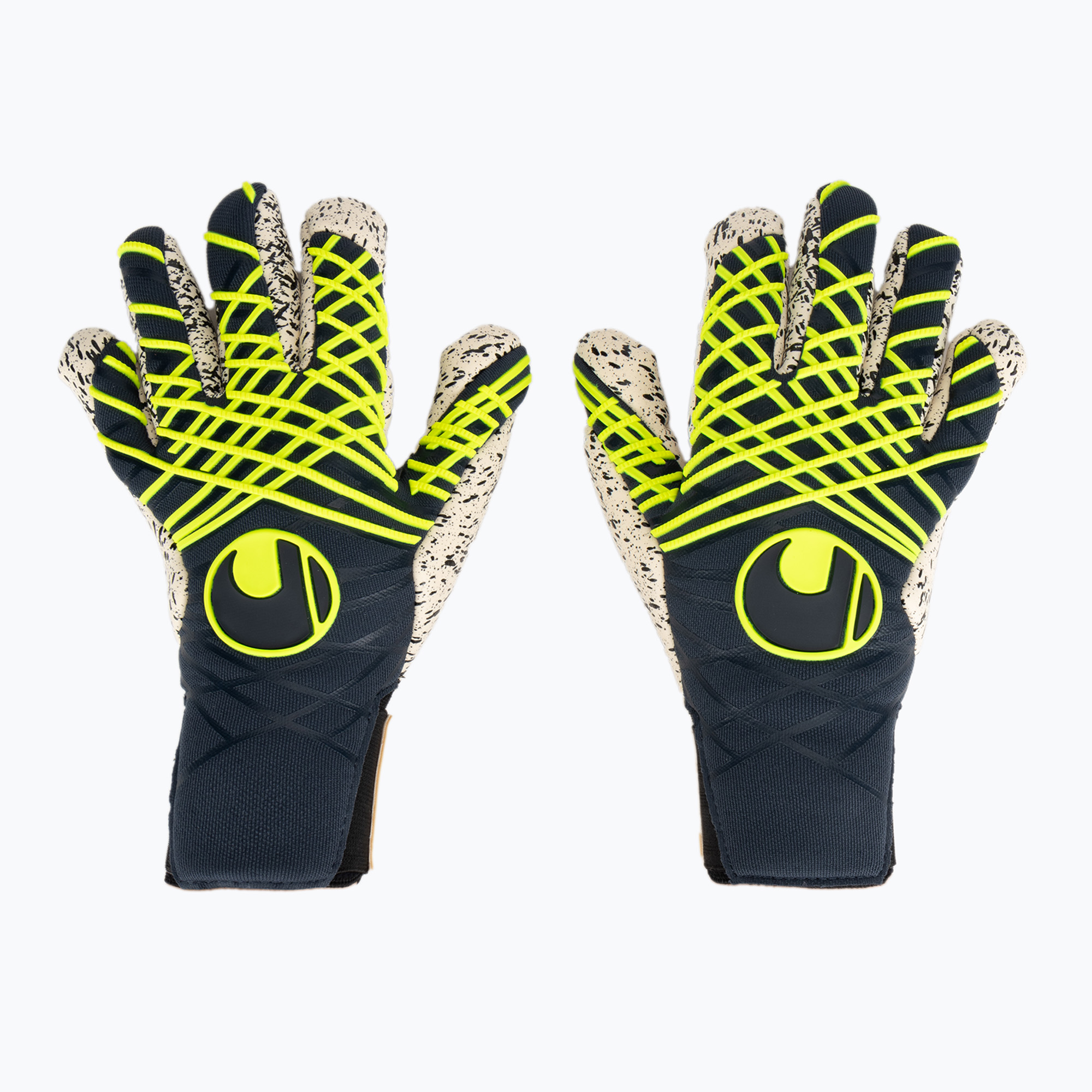 Guanto da portiere uhlsport Prediction Supergrip + Finger Surround navy/bianco/giallo fluo (10.5) (Prediction Supergrip + Finger Surround 101132901)