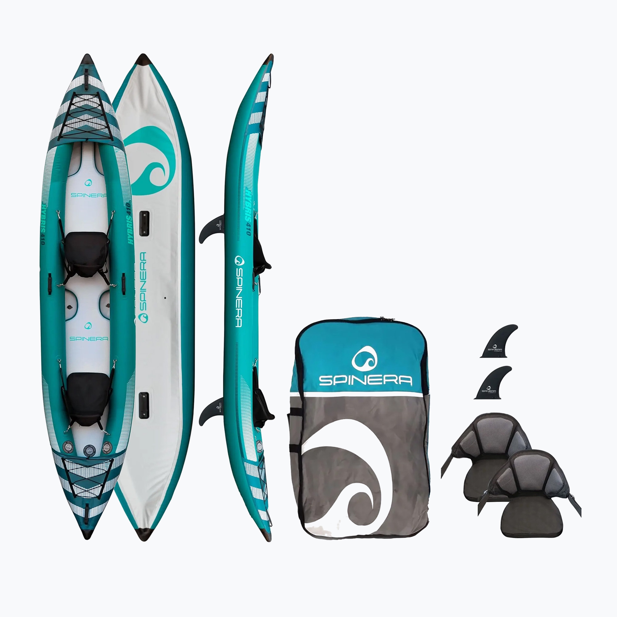 SPINERA Hybris 410 kayak gonfiabile per 2 persone di colore verde acqua/bianco/grigio (410 x 90 cm) (Hybris 410 25142)