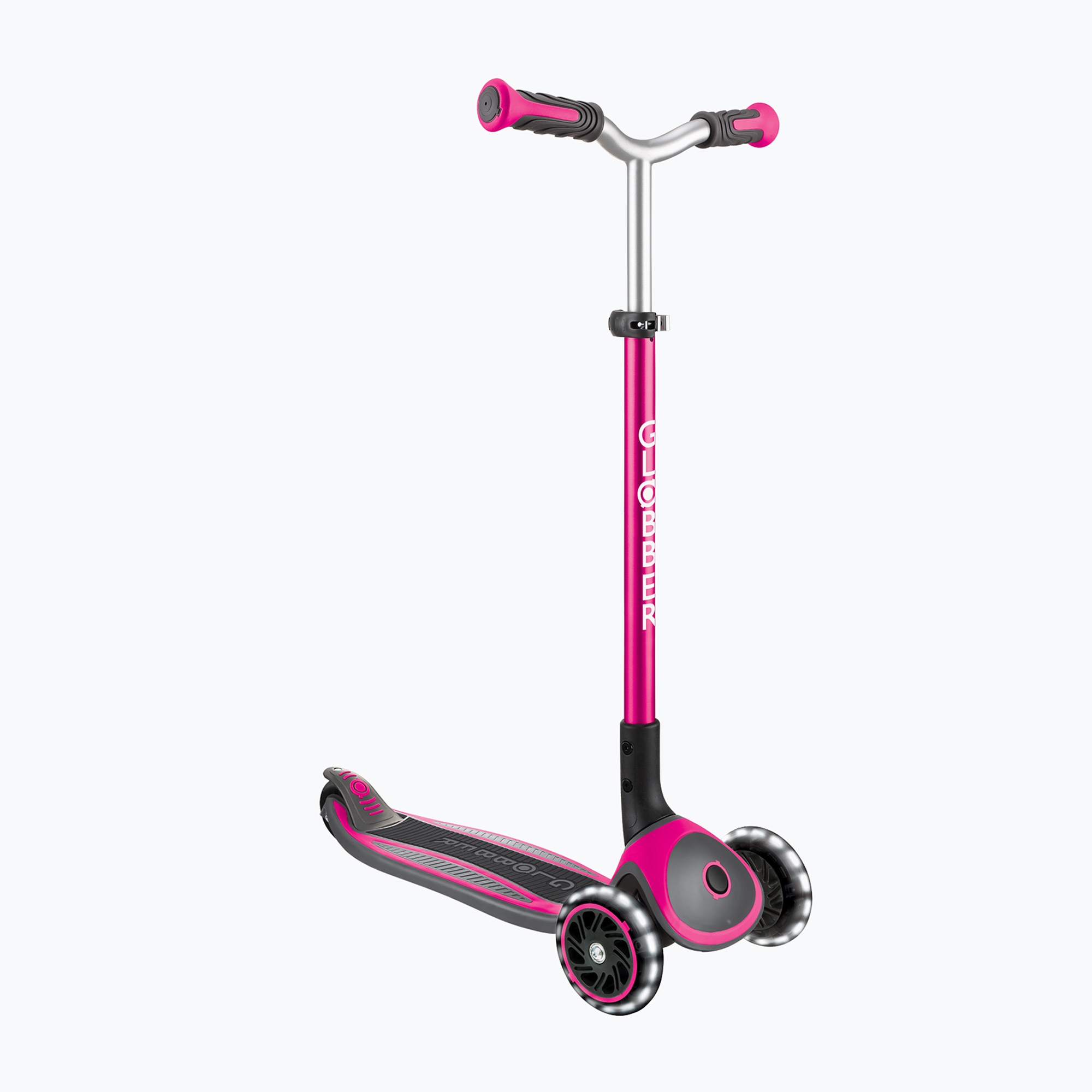 Globber Master Lights, monopattino triciclo per bambini rosa intenso (Master Lights 662-110-2)
