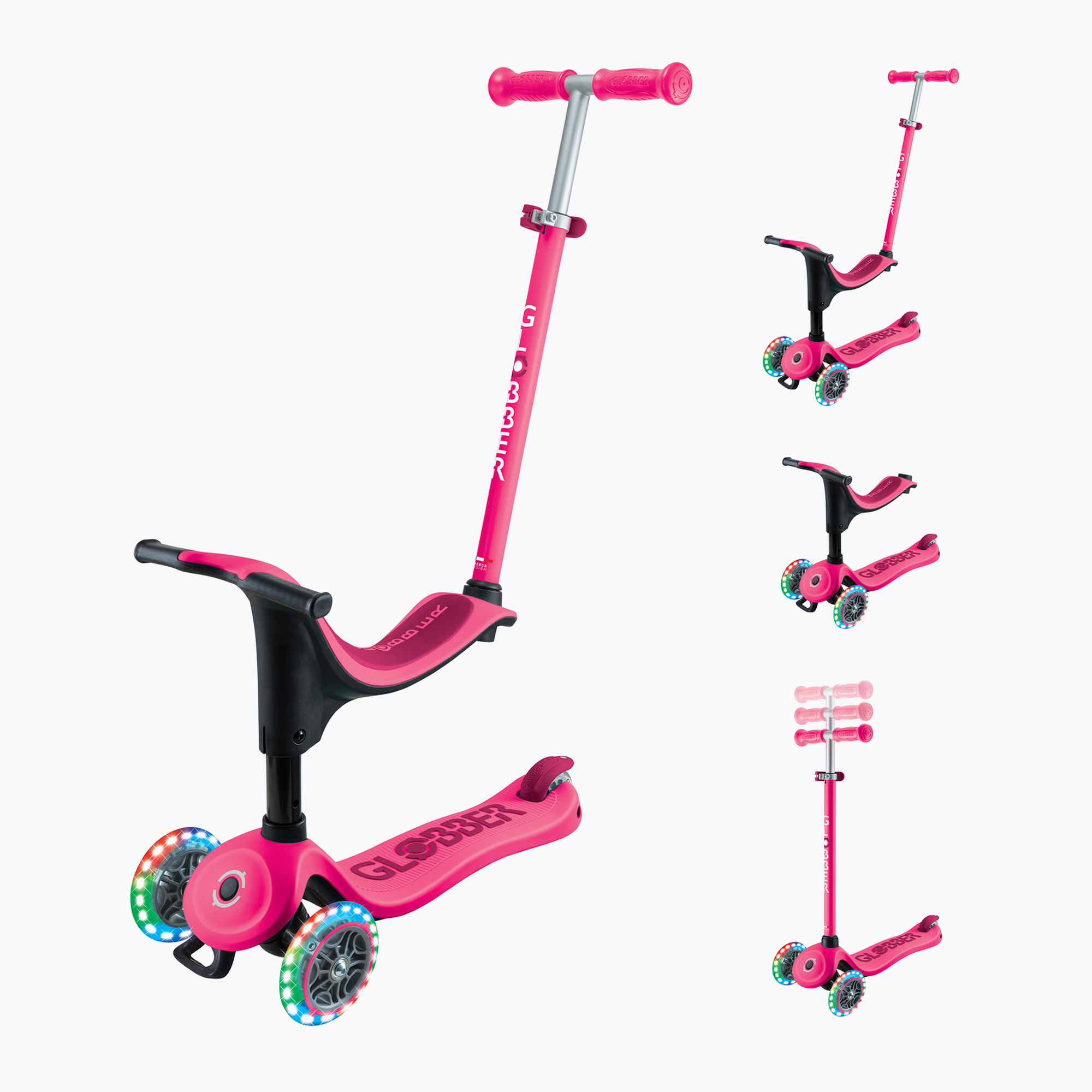 Globber Go.Up Sporty Lights triciclo scooter per bambini fucsia (Go.Up Sporty Lights 452-610-4)