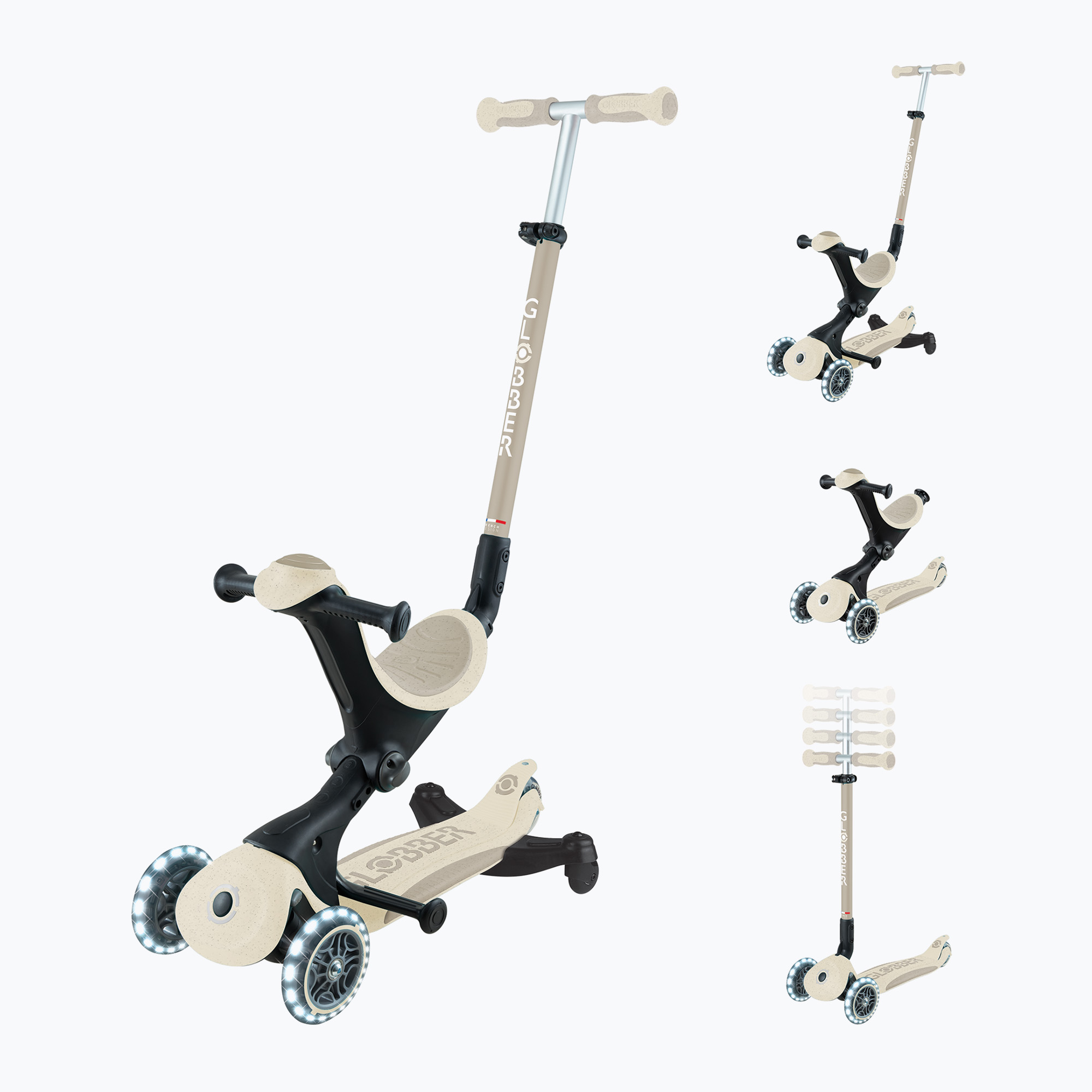 Globber Go.Up Deluxe Lights Ecologic 360 cocco triciclo scooter per bambini