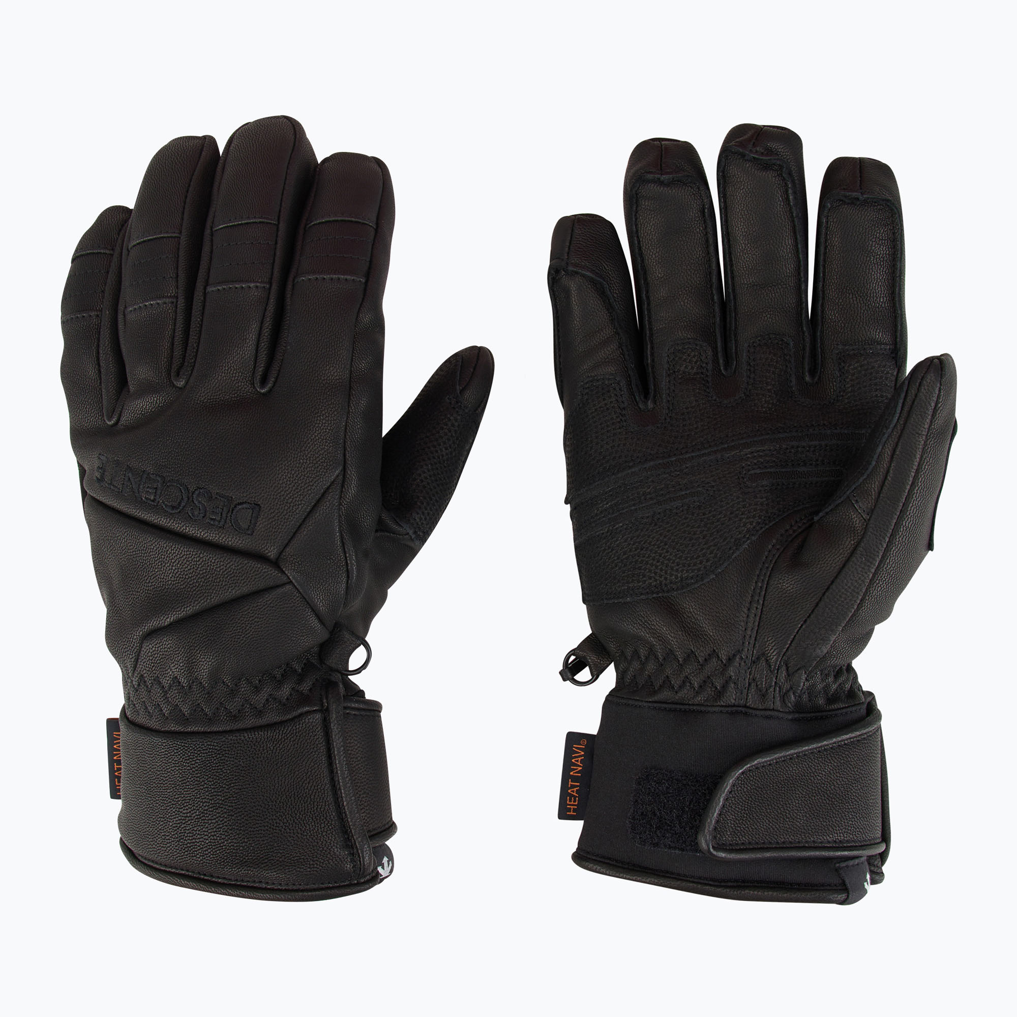 Guanti da sci da uomo Descente 5 Finger Leather nero