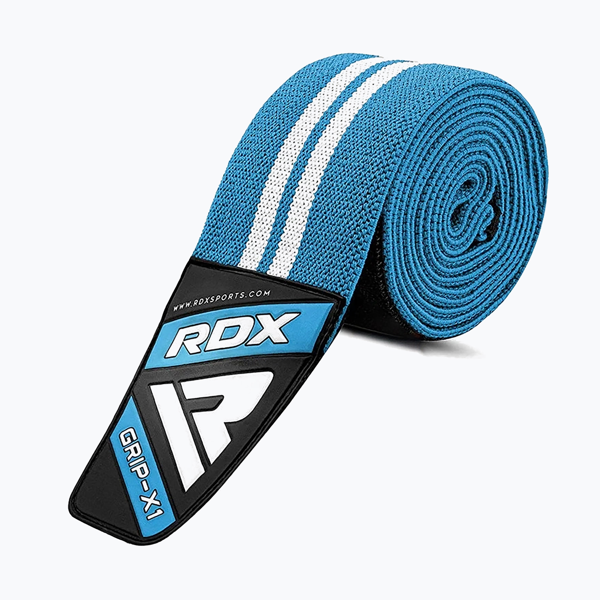 RDX Fascia per ginocchio da palestra per sollevamento pesi blu (Weightlifting Gym Knee Wrap WAH-K4SU+)