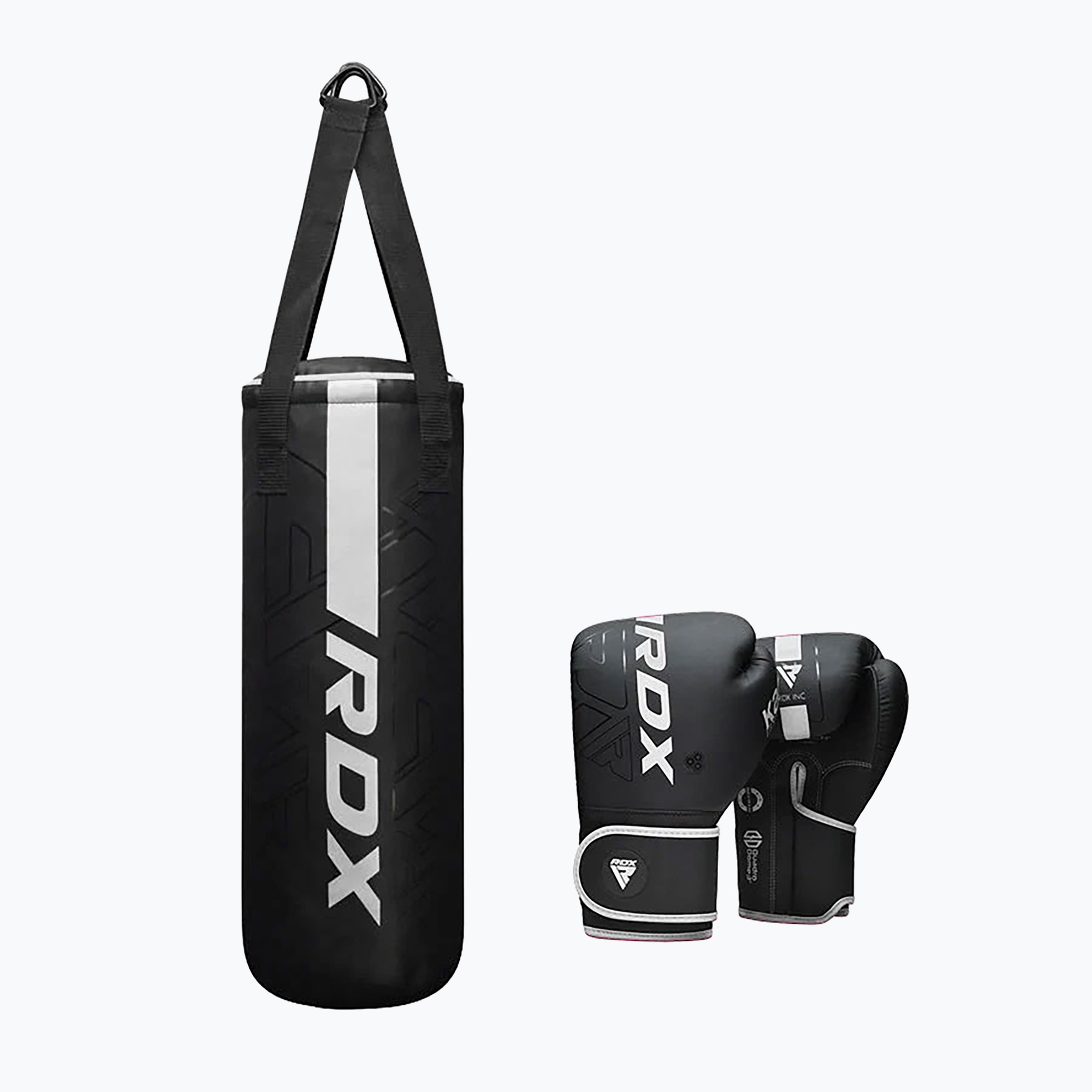 Sacco da boxe RDX F6 Junior + guantoni da boxe bianco opaco (6 oz) (F6 Junior Punch Bag + Boxing Gloves 3JPB-F6MW)