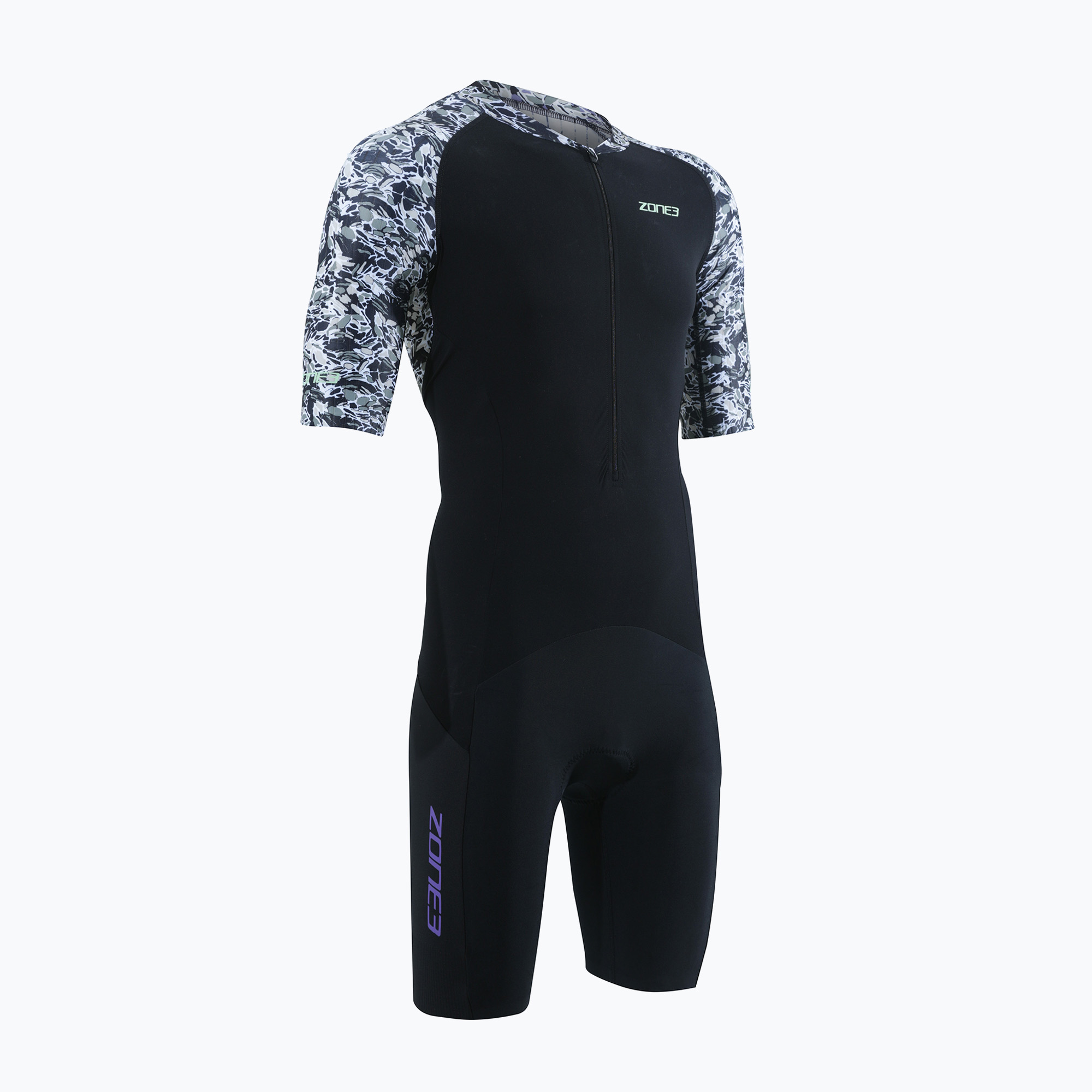 Tuta da triathlon a manica corta ZONE3 Lava da uomo bianco/grigio (XL) (Lava Trisuit TS23MLSS109)
