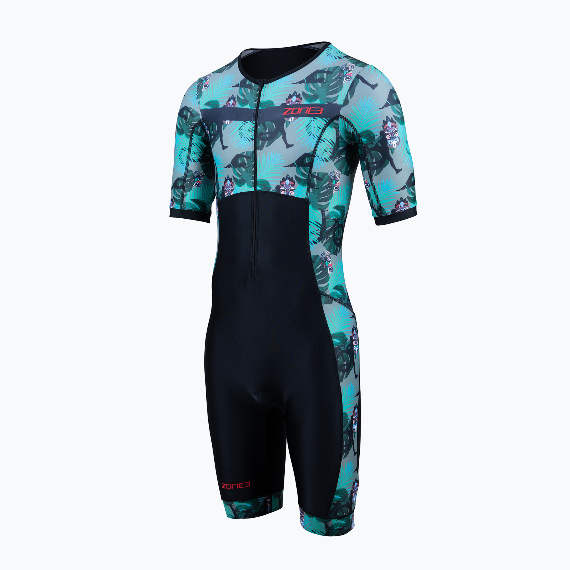 Tuta da triathlon a manica corta da uomo ZONE3 Activate+ tribal rush/nero/khaki (M) (Activate+ Trisuit TS24MMOMII101)