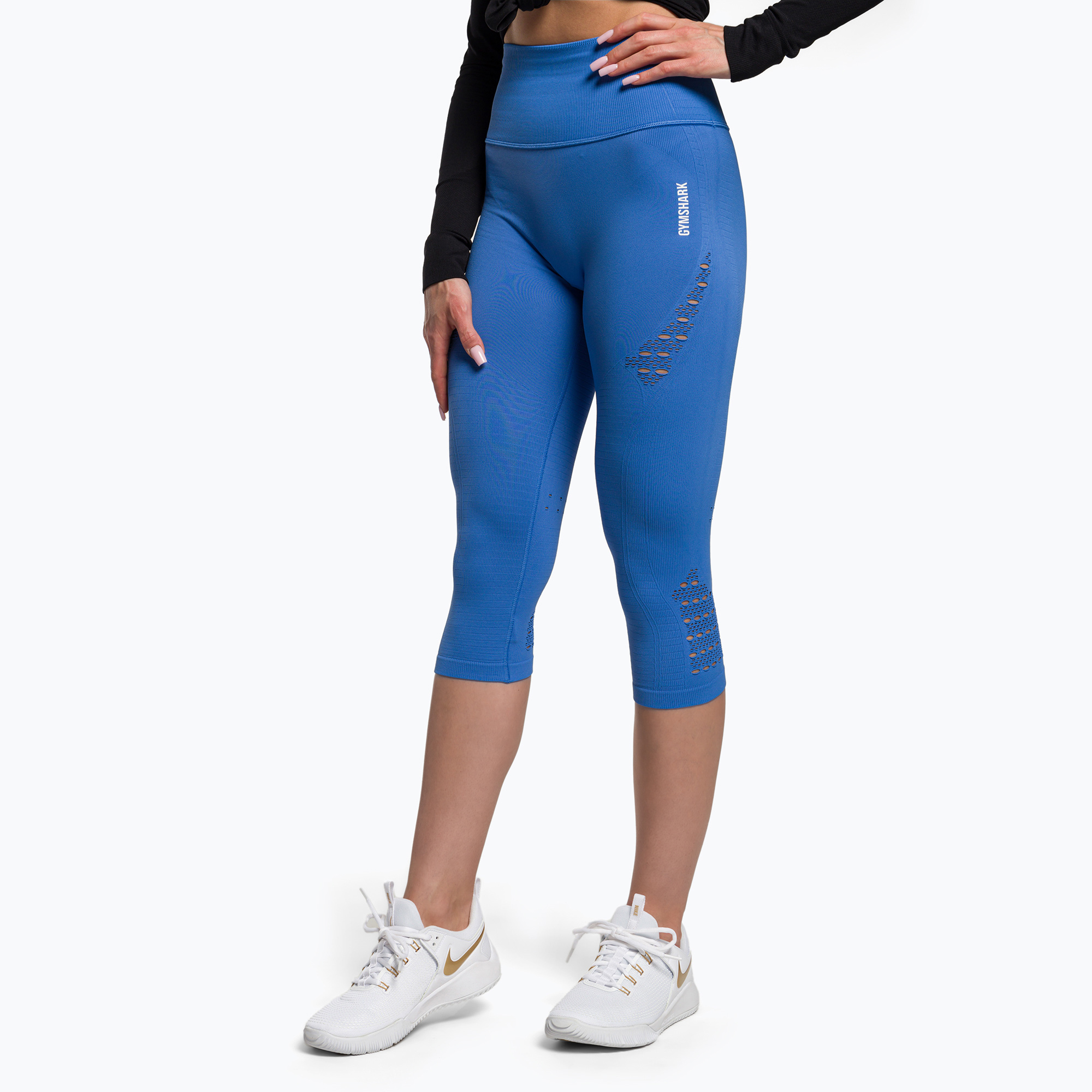 Leggings da allenamento da donna Gymshark Energy Seamless Crop blu (XS) (Energy Seamless Crop GLLG5042-MSB)