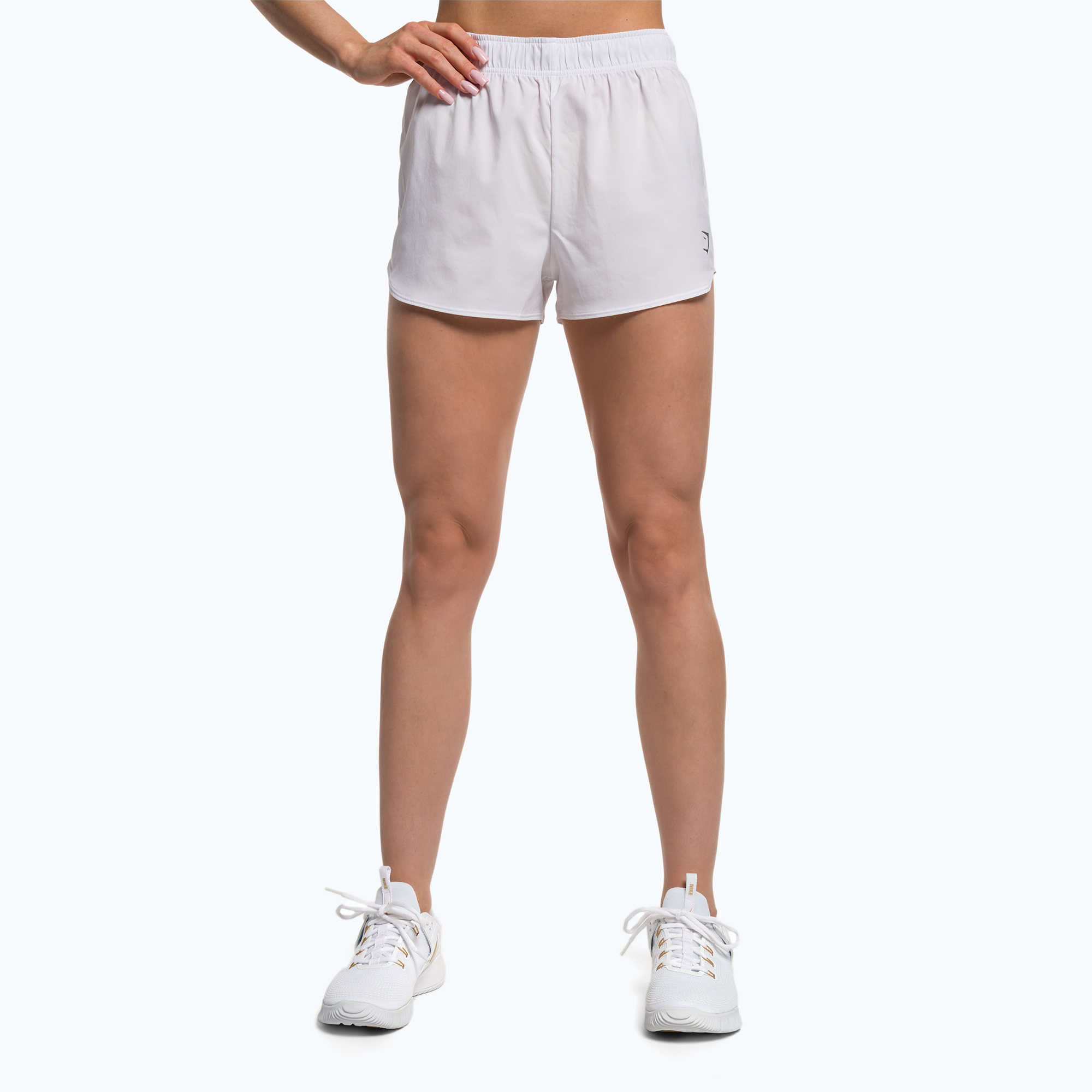 Pantaloncini da allenamento Gymshark Basic Loose da donna, bianco (L) (Basic Loose Training GLSH5054-WH)