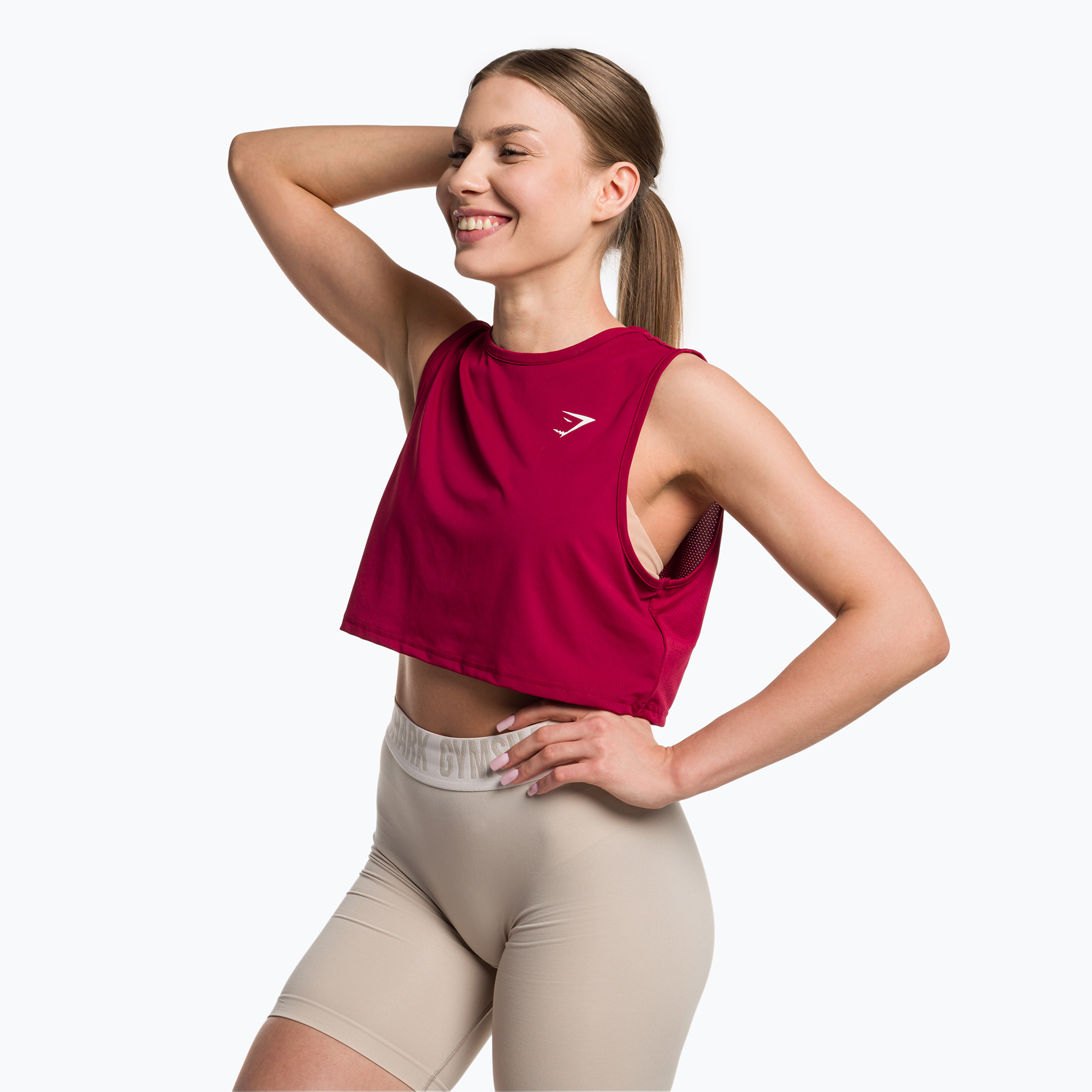 Canotta Gymshark Training Crop donna bordeaux/rosso (XL) (Training Crop Tank B1A5J-RBBD-BW1)