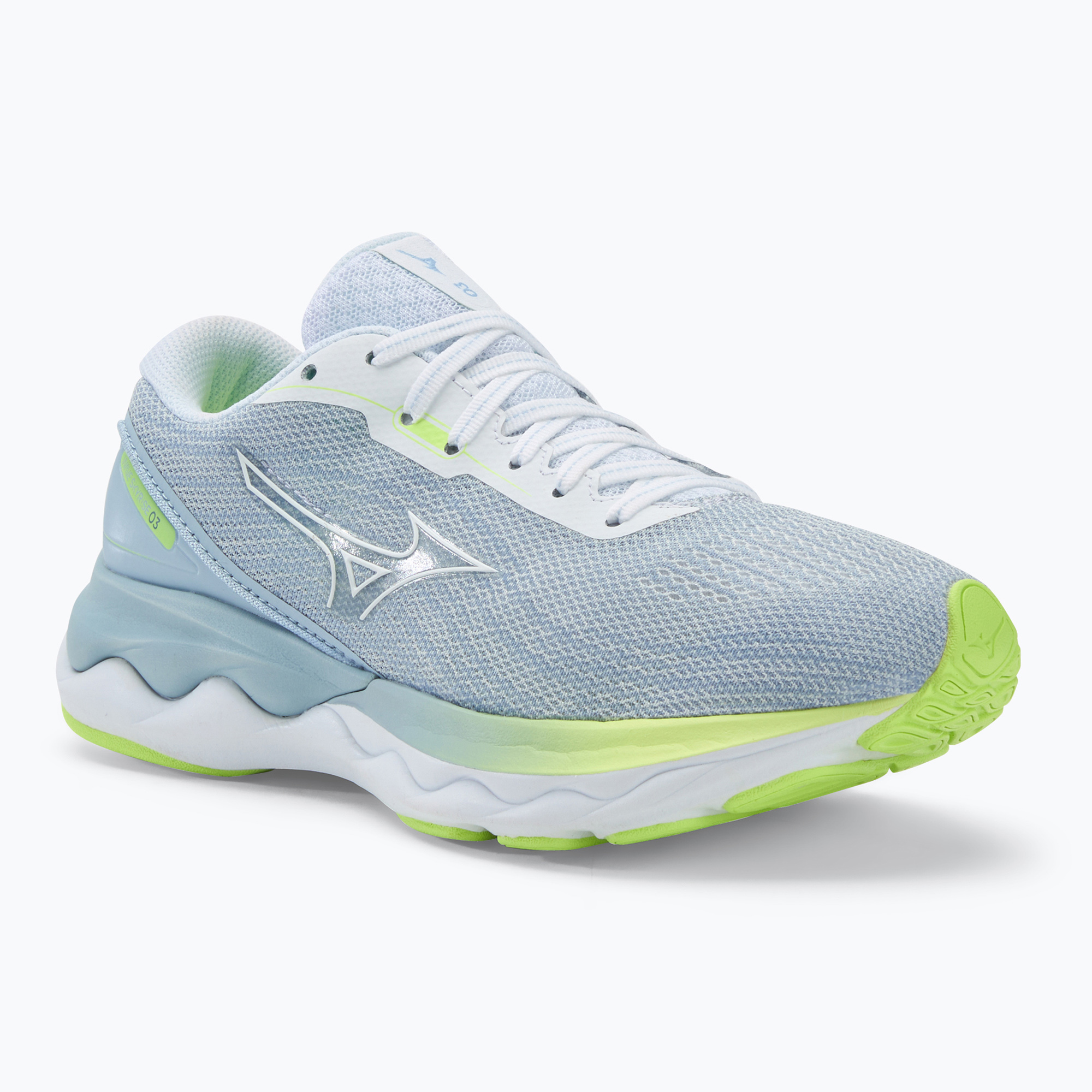 Scarpe da corsa da donna Mizuno Skyrise 3 bianco/bianco/ neo lime (36.5 EU) (Wave Skyrise 3 J1GD220901)