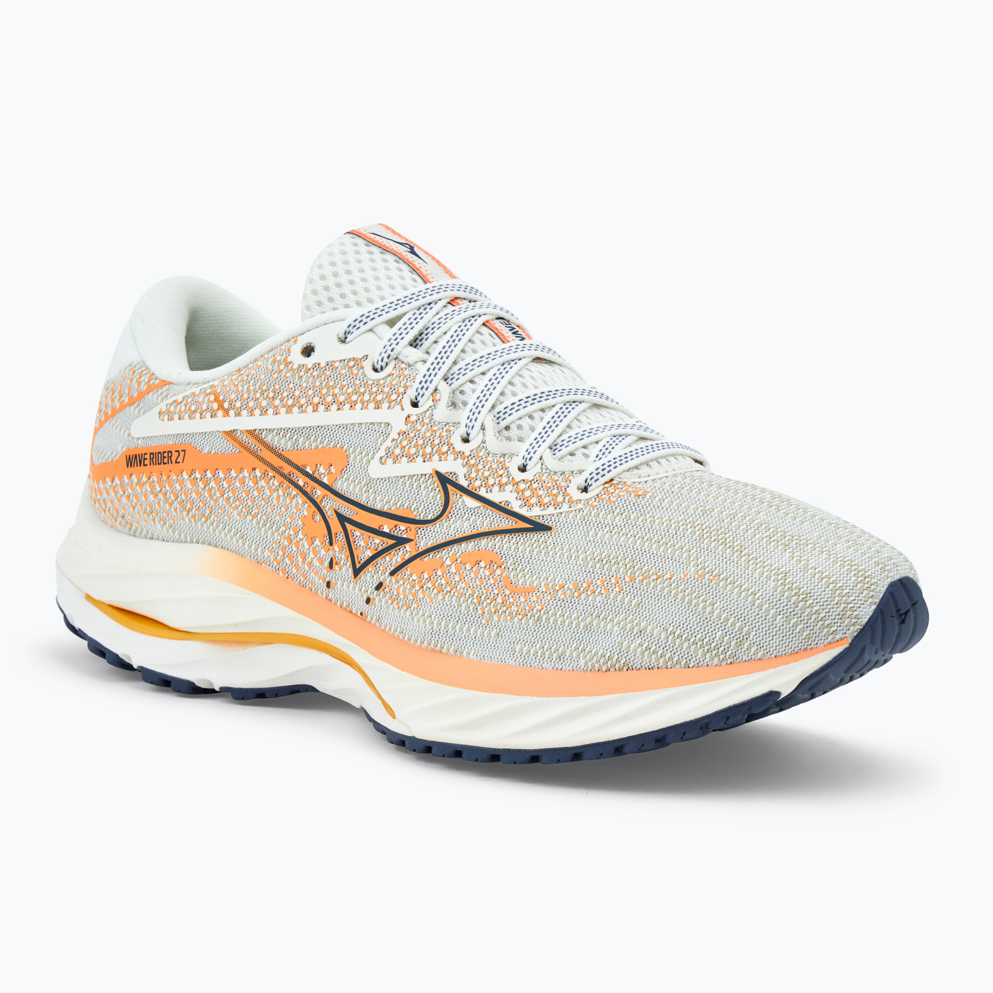 Scarpe da corsa da donna Mizuno Wave Rider 27 bianco neve/ blu notte/ corallo reef (36.5 EU) (Wave Rider 27 J1GD230326)